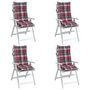 Voir la diapositive 4 : VIDAXL Coussins de chaise a dossier haut lot de 4 motif carreaux rouge