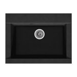 STRADOUR STRADOUR Evier cuisine a encastrer 1 bac sans egouttoir Hexo - Resine - 66 x 50 cm - Noir