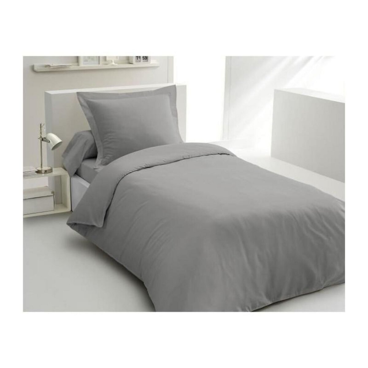 LOVELY HOME PARURE DE COUETTE LOVELY HOME - 140x200 cm - 100% COTON - GRIS CLAIR