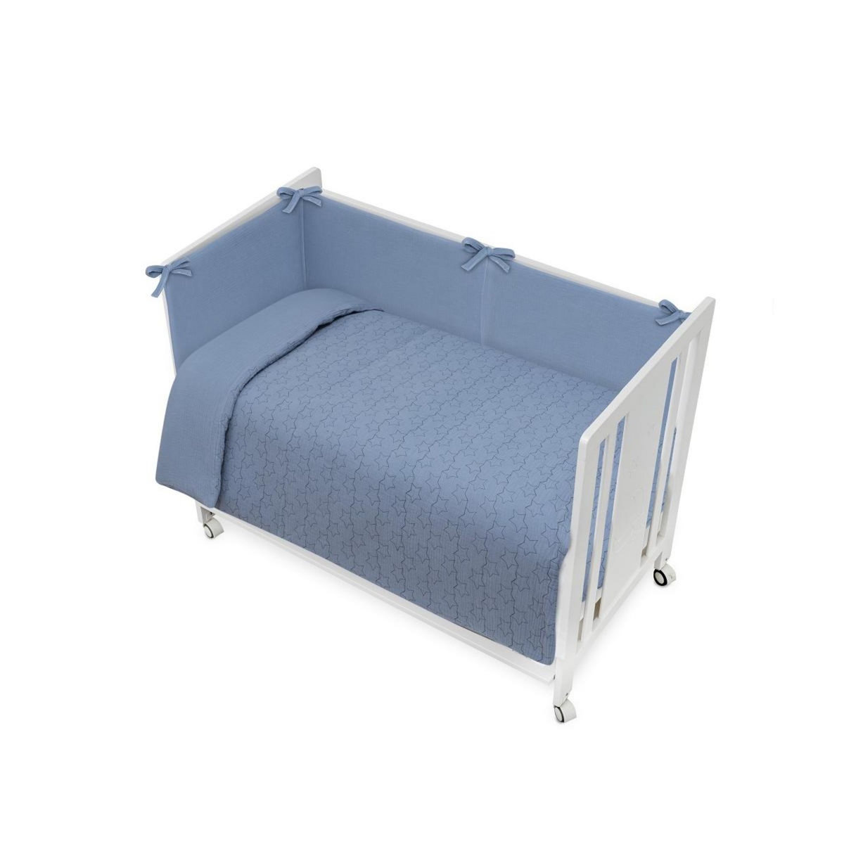 INTERBABY Parure de lit 2 Pcs. Cotton Musseline Estrellas Bleu Foncé