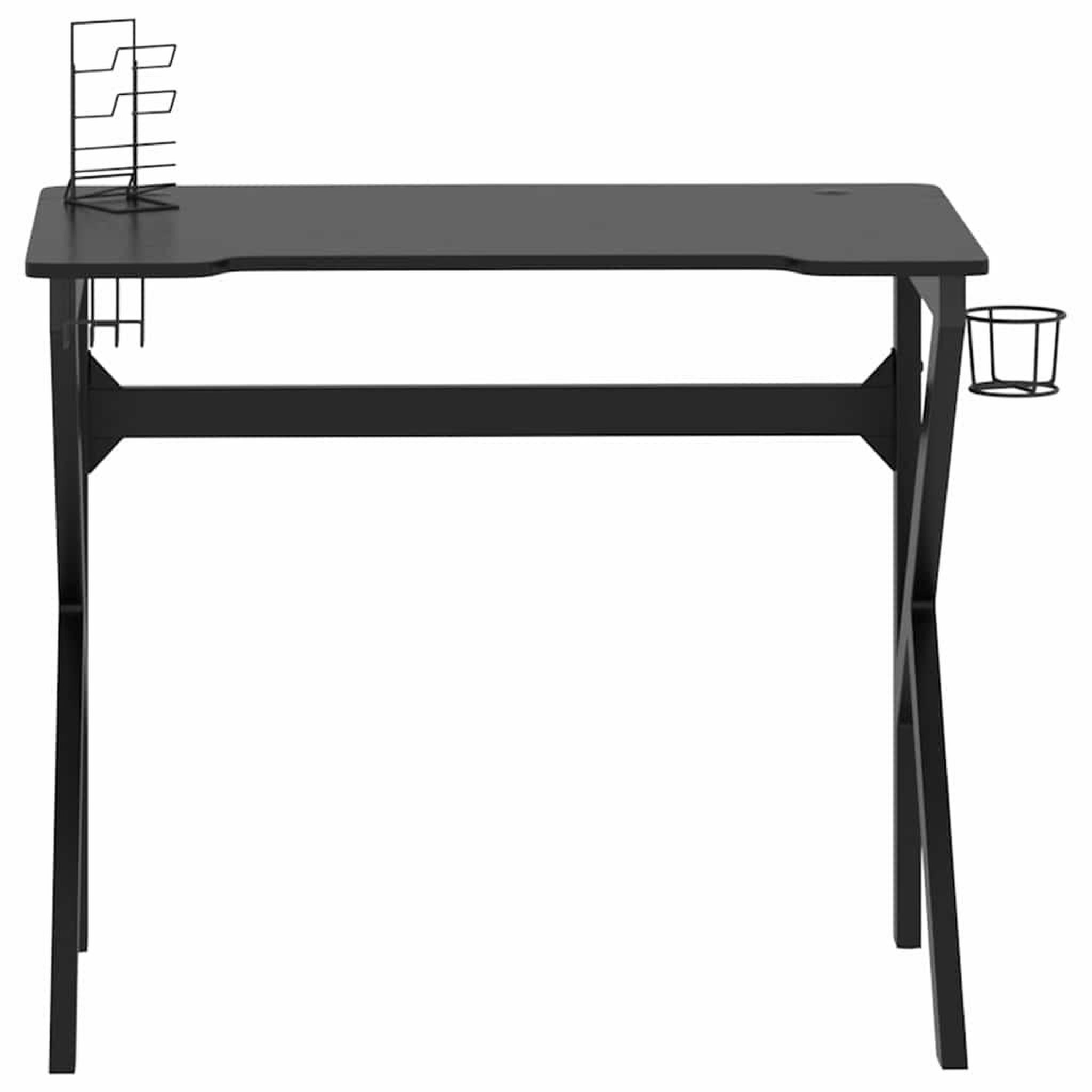 Voir la diapositive 3 : VIDAXL Bureau de jeu avec pieds en forme de K Noir 90x60x75 cm