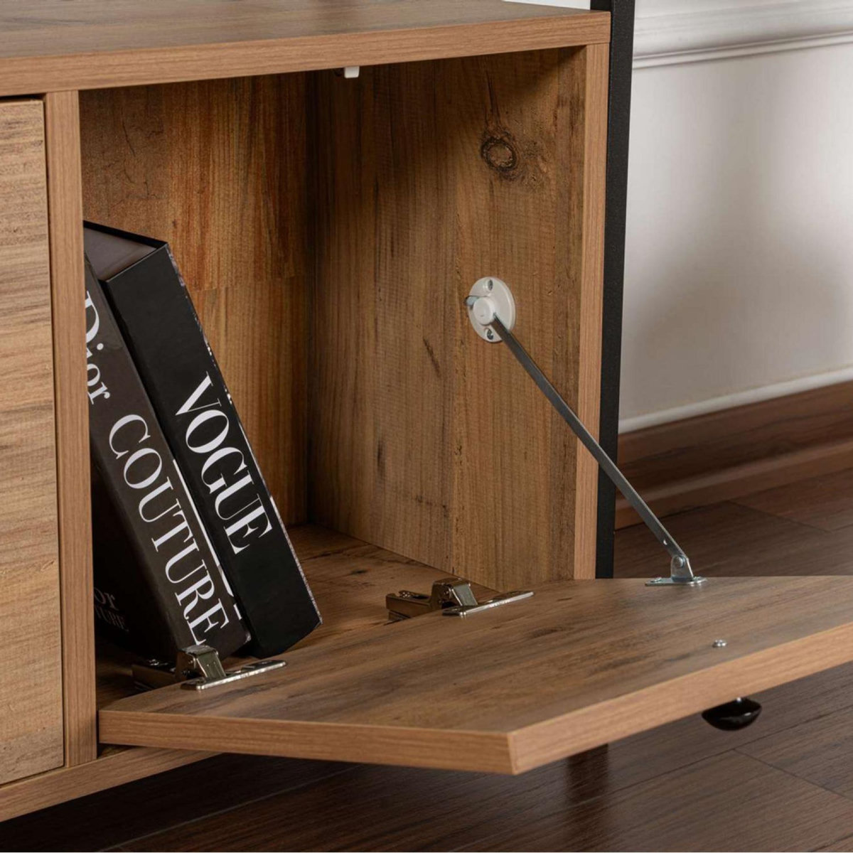 CONCEPT USINE Console avec rangements bois et métal noir 120x77cm SOLIS