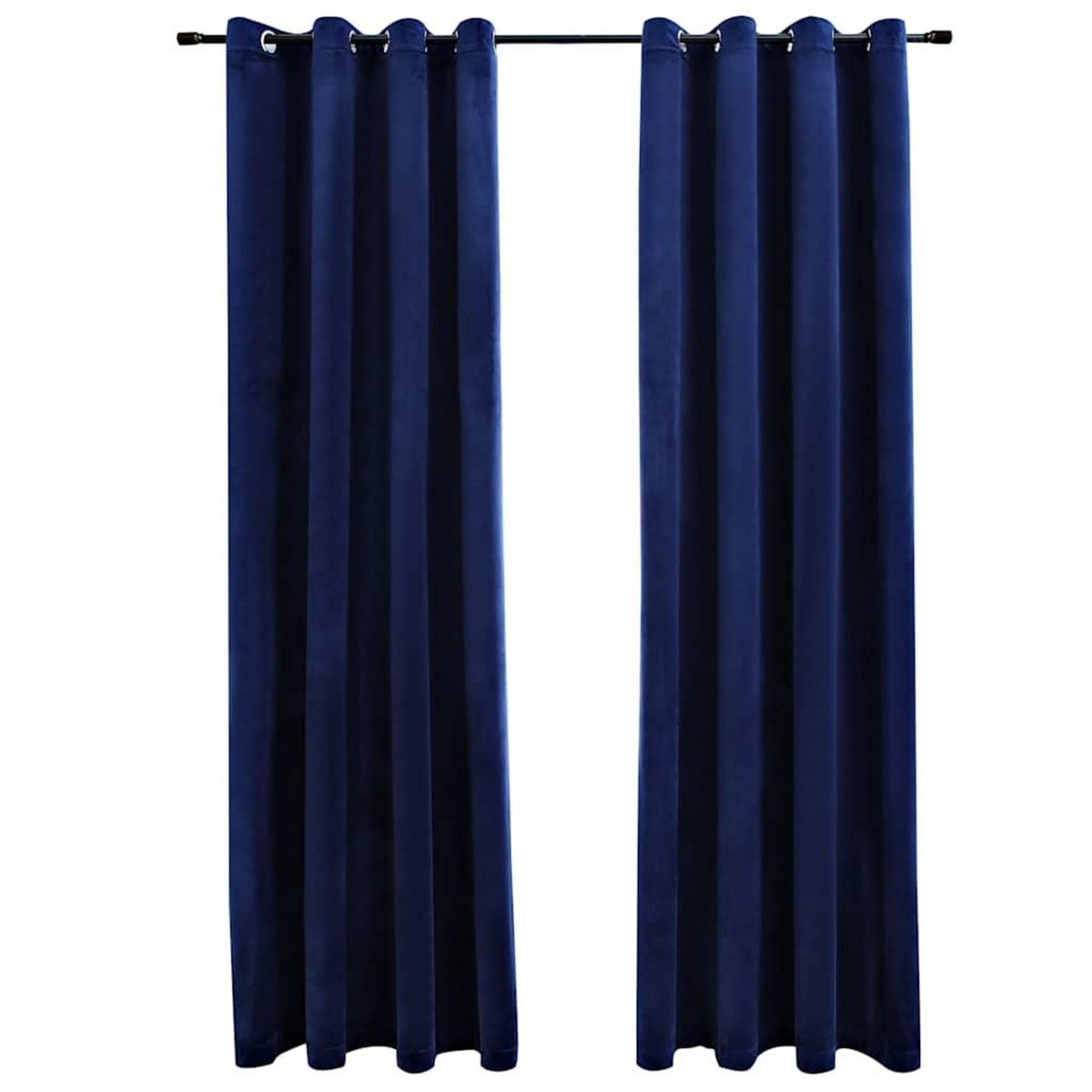VIDAXL Rideaux occultants et anneaux 2pcs Velours Bleu fonce 140x175cm