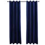 Voir la diapositive 2 : VIDAXL Rideaux occultants et anneaux 2pcs Velours Bleu fonce 140x175cm