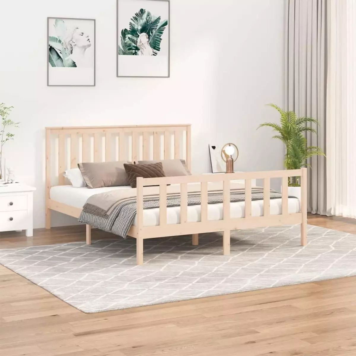 VIDAXL Cadre de lit avec tete de lit bois de pin massif Tres grand