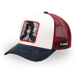 CAPSLAB Casquette trucker avec filet en sergé de coton/mesh Naruto Sharingan. Coloris disponibles : Noir