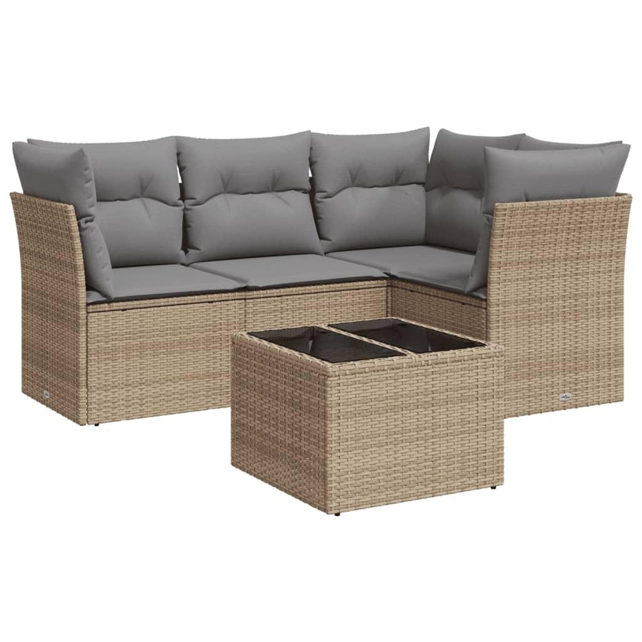 Voir la diapositive 2 : VIDAXL Salon de jardin avec coussins 5 pcs beige resine tressee