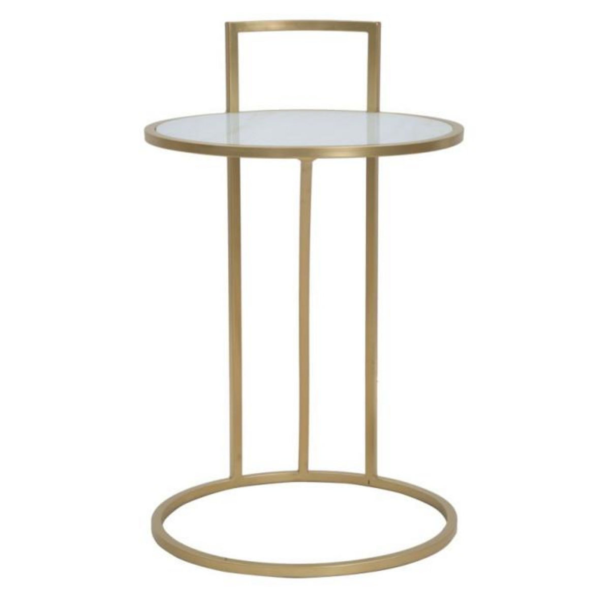 Paris Prix Table d'Appoint Effet Marbre  Sophie  61cm Blanc & Or