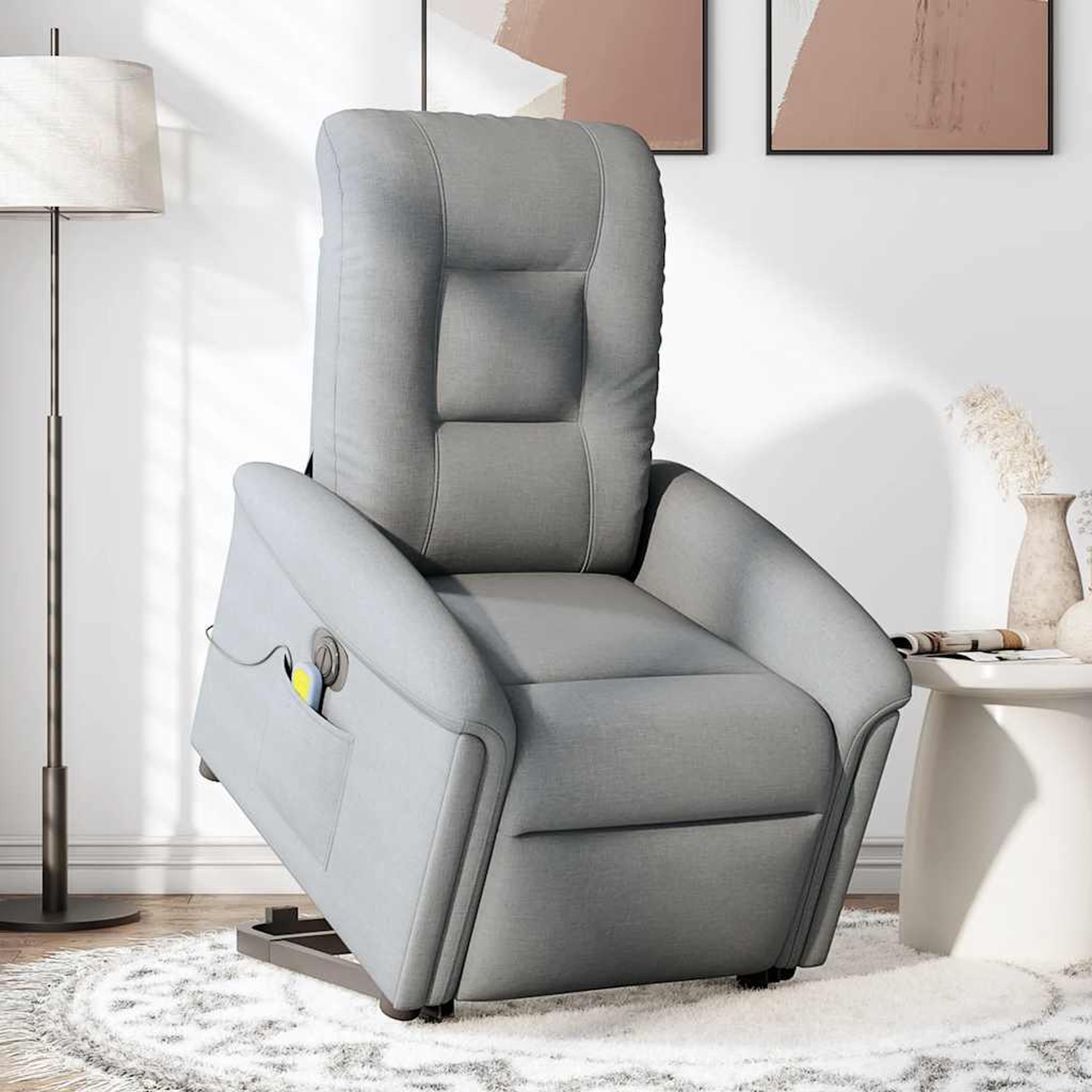 Voir la diapositive 3 : VIDAXL Fauteuil inclinable de massage electrique Gris clair Tissu