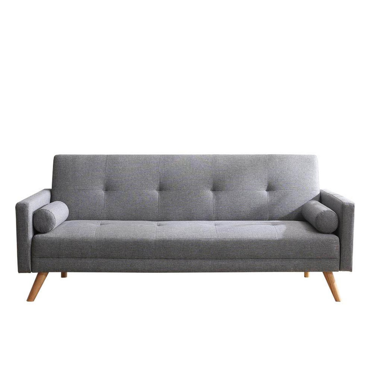 CONCEPT USINE Canapé convertible 3 places en tissu gris WOODEN