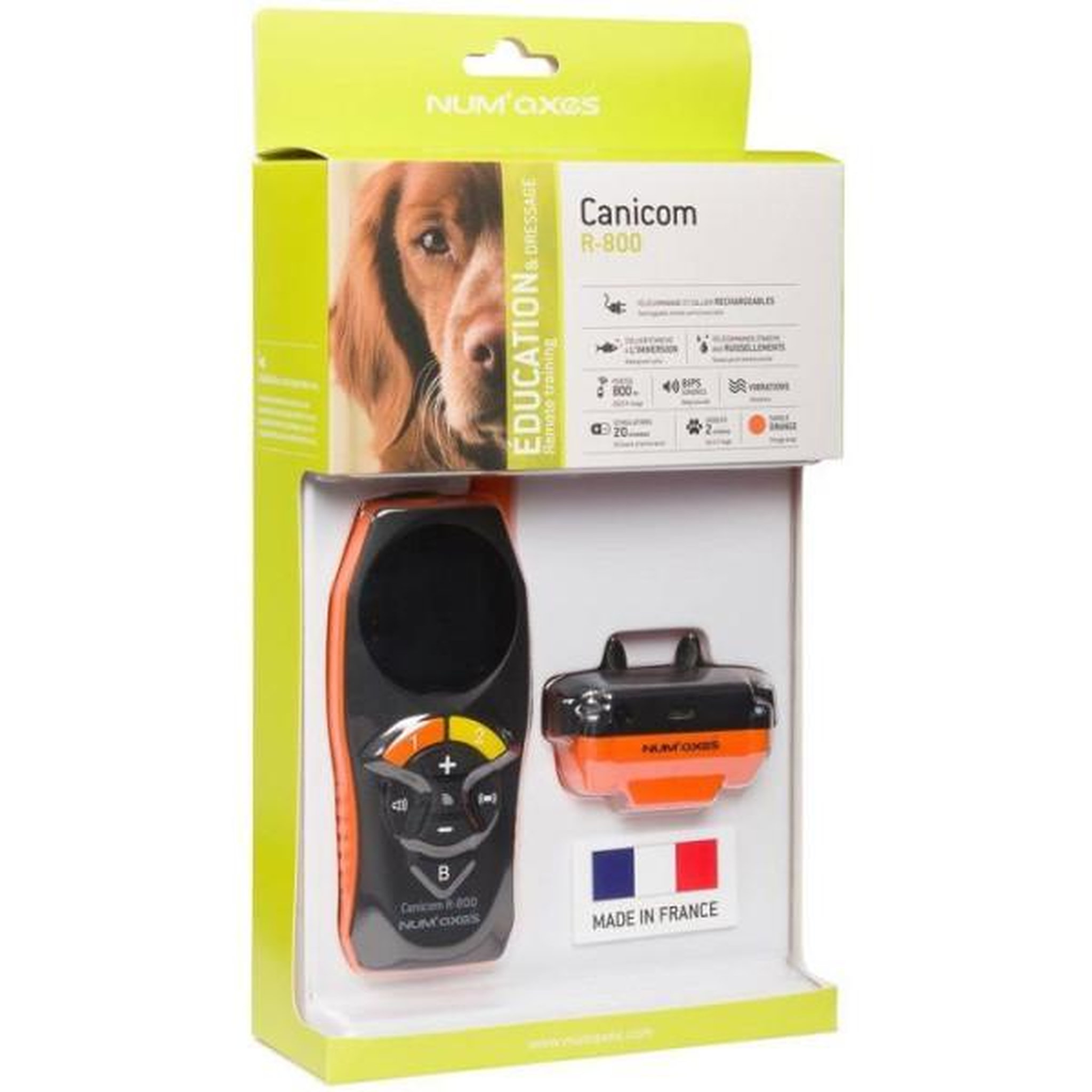 NUM'AXES Ensemble complet de dressage - NUM'AXES - CANICOM R-800 - Pour chien - Rechargeable - Orange