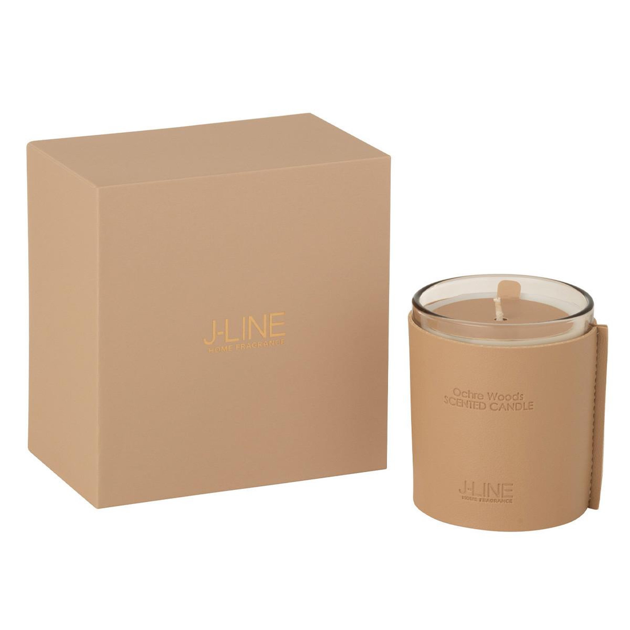 Voir la diapositive 3 : J-LINE Bougie parfumée  scented  14cm ochre woods