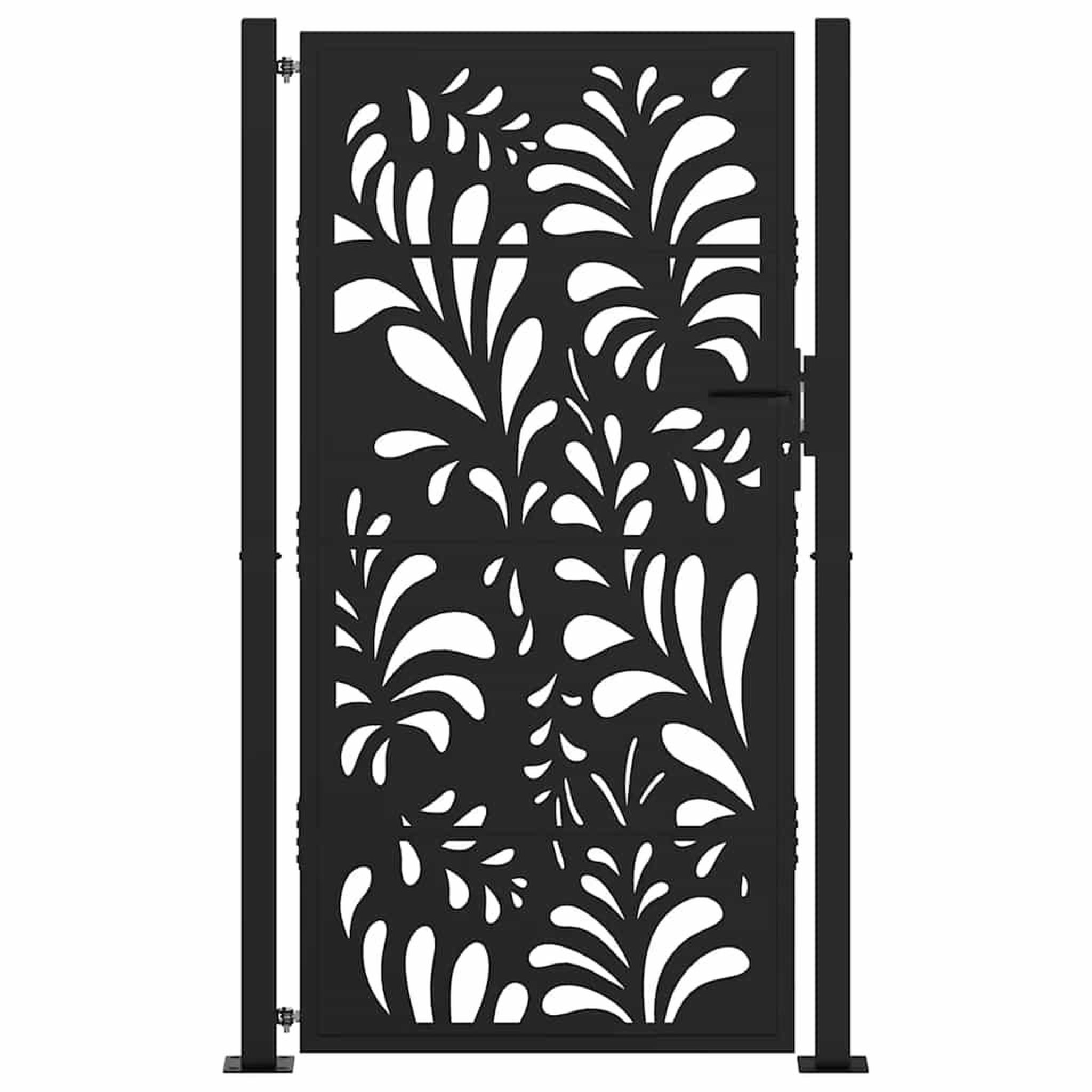 Voir la diapositive 3 : VIDAXL Portail de jardin noir 105x180 cm acier conception de vagues