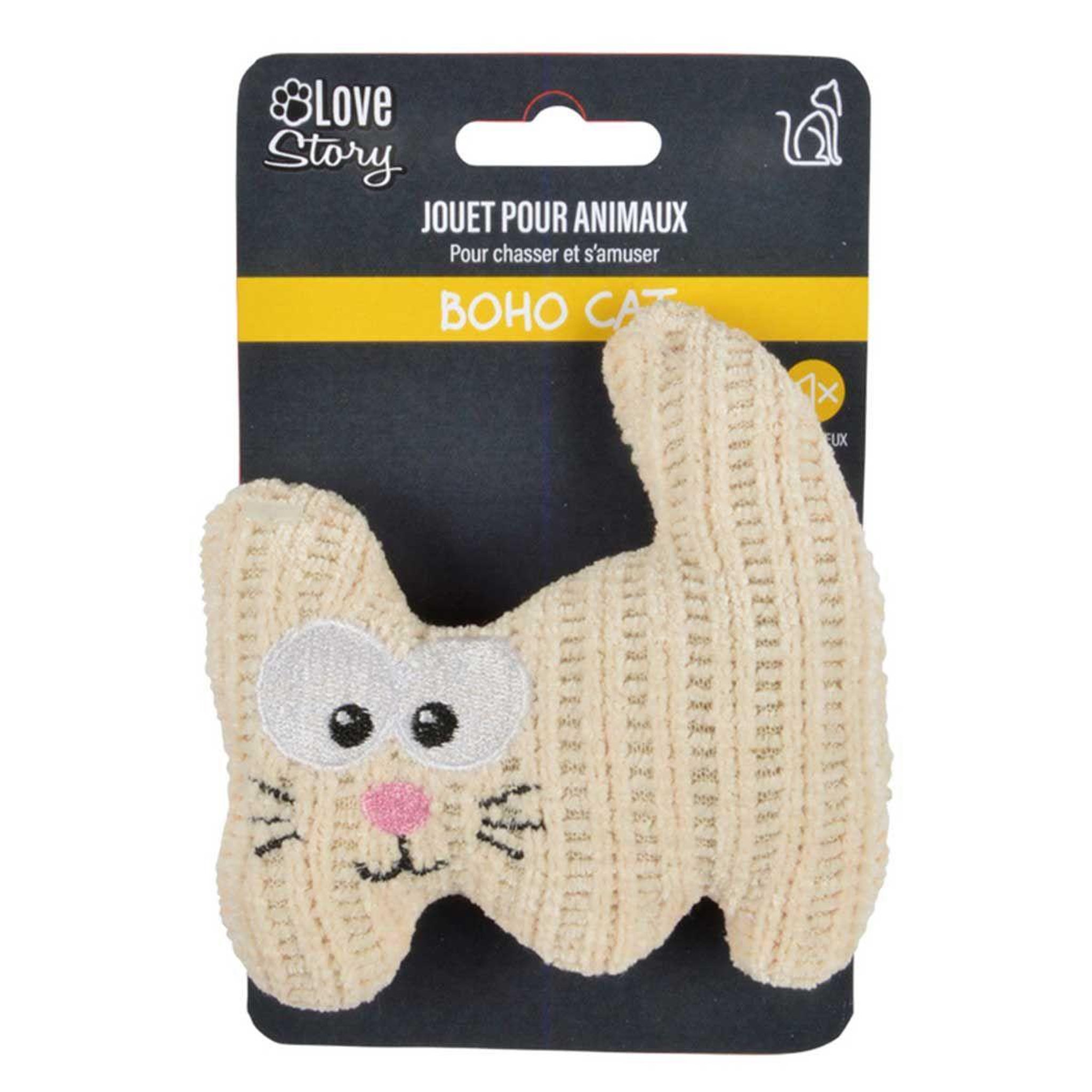 Voir la diapositive 4 : LOVE STORY Jouet peluche pour chat  boho cat  12cm naturel