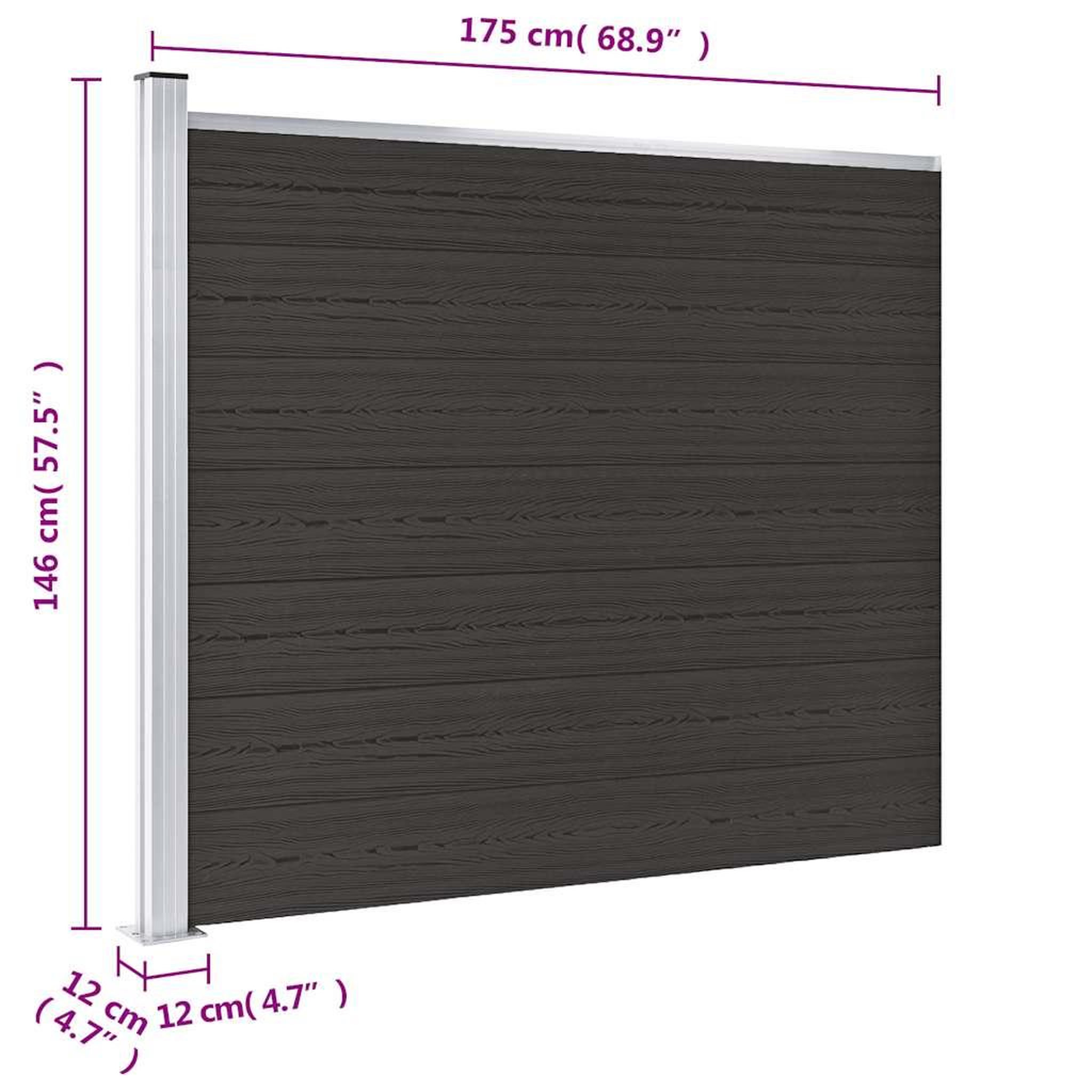 Voir la diapositive 6 : VIDAXL Panneau de cloture WPC 175x146 cm Noir