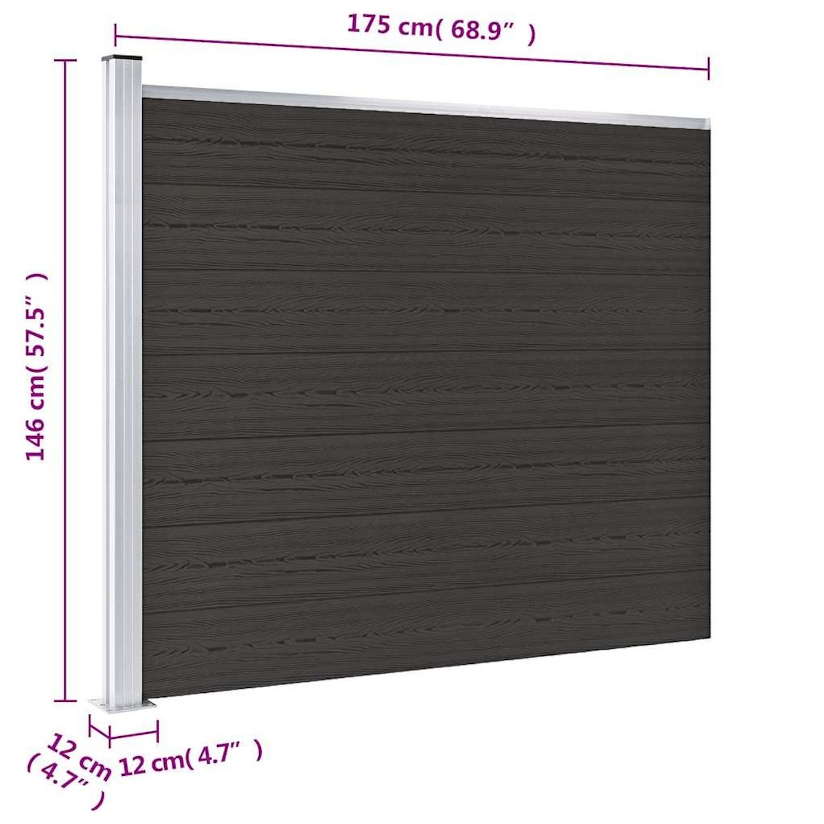 VIDAXL Panneau de cloture WPC 175x146 cm Noir