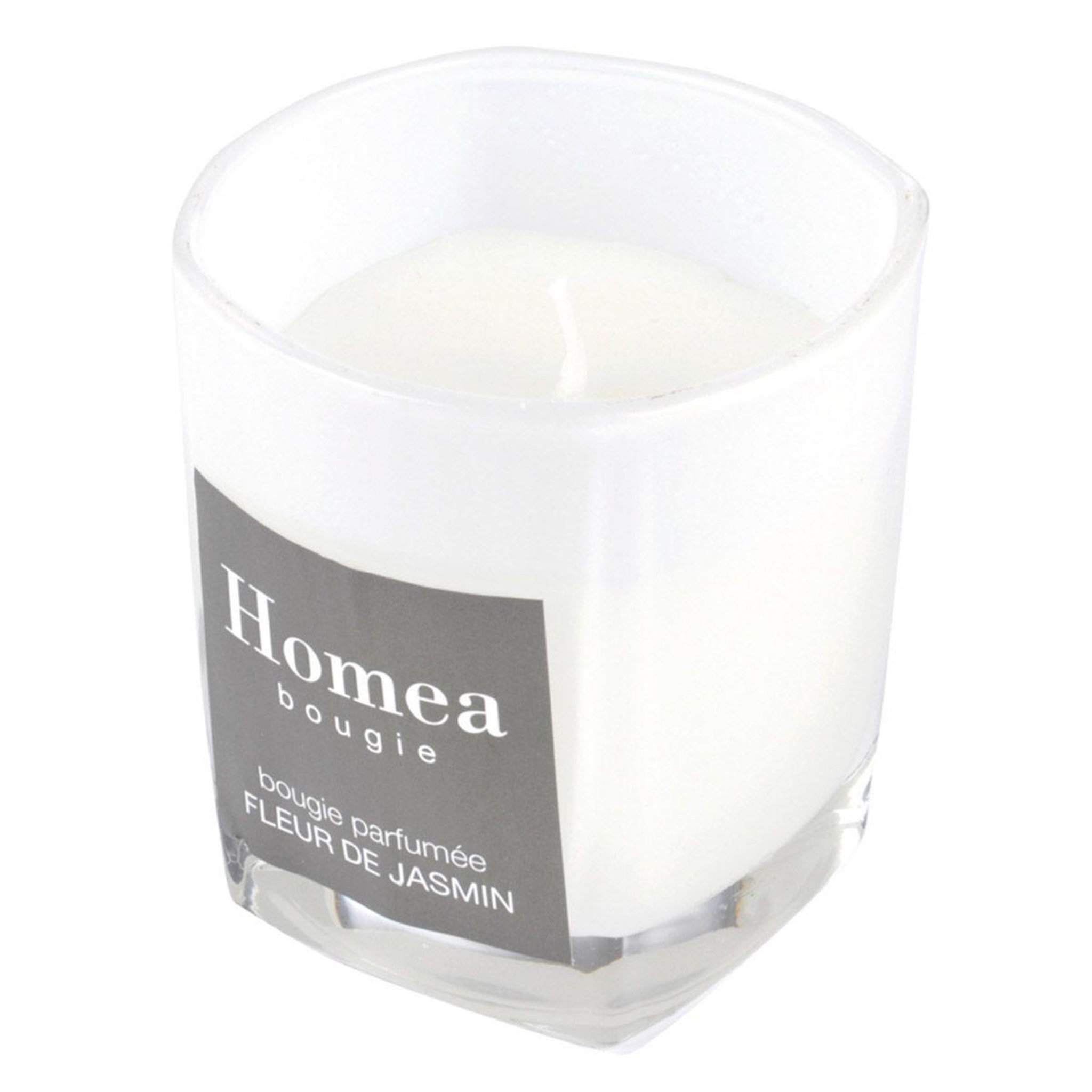 Voir la diapositive 2 : HOMEA Bougie parfumée en verre  essentiel  7cm jasmin