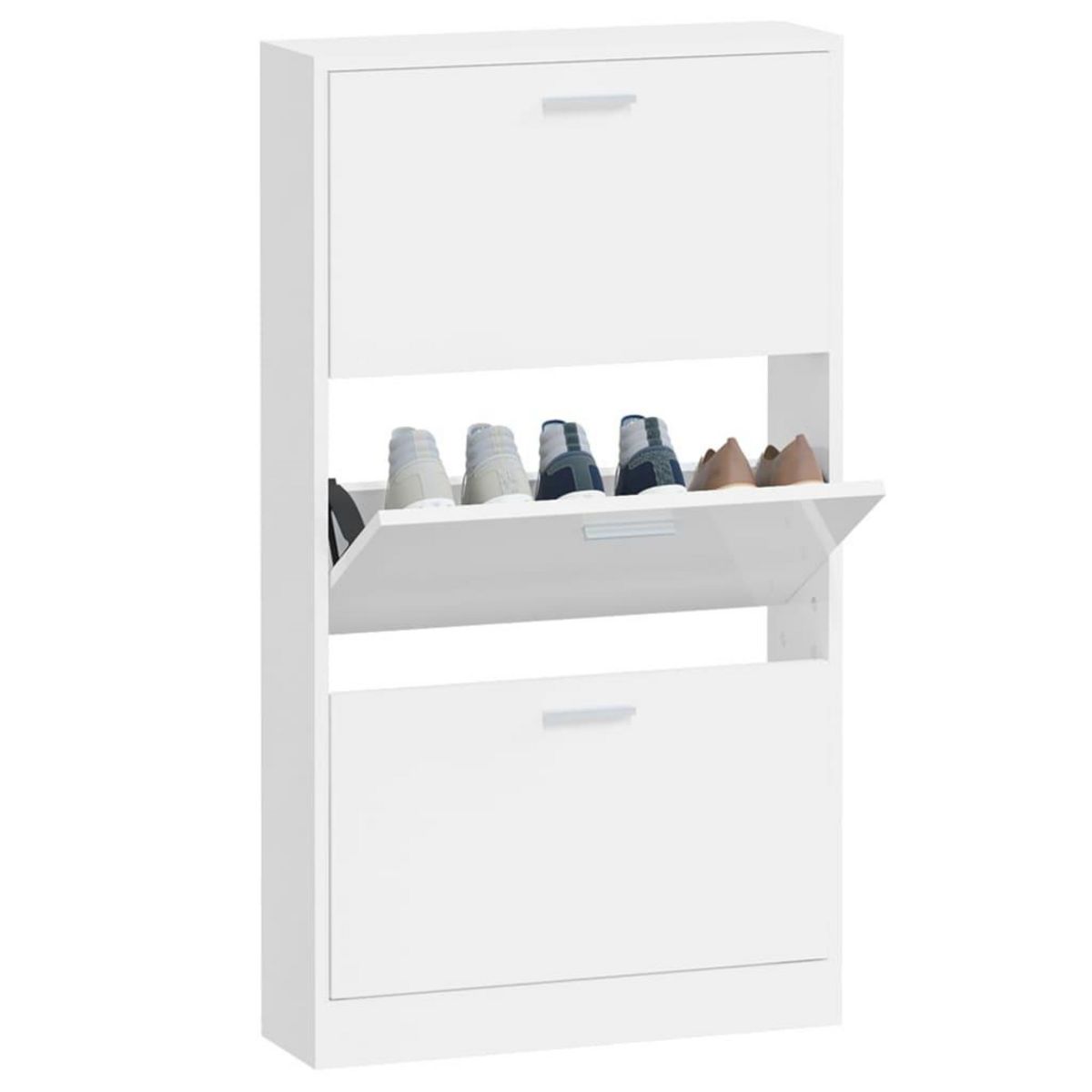 VIDAXL Armoire a chaussure Blanc brillant 59x17x108 cm Bois ingenierie
