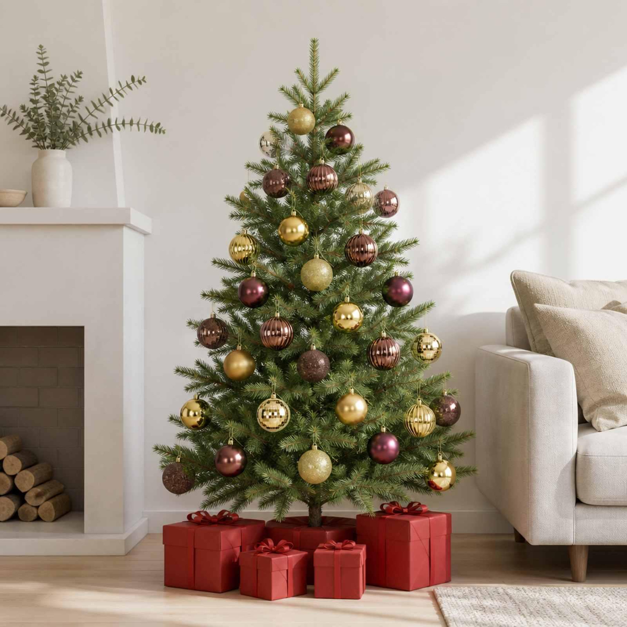 Voir la diapositive 2 : VIDAXL Ensemble de boules de Noël 50 pc Marron et or Diam. 8 cm
