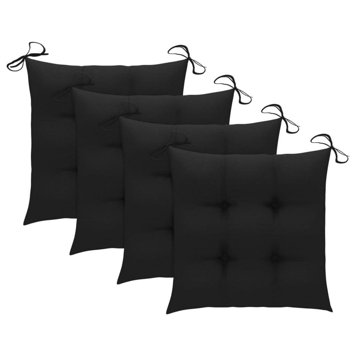 VIDAXL Chaises de jardin et coussins noir lot de 4 Bois de teck massif