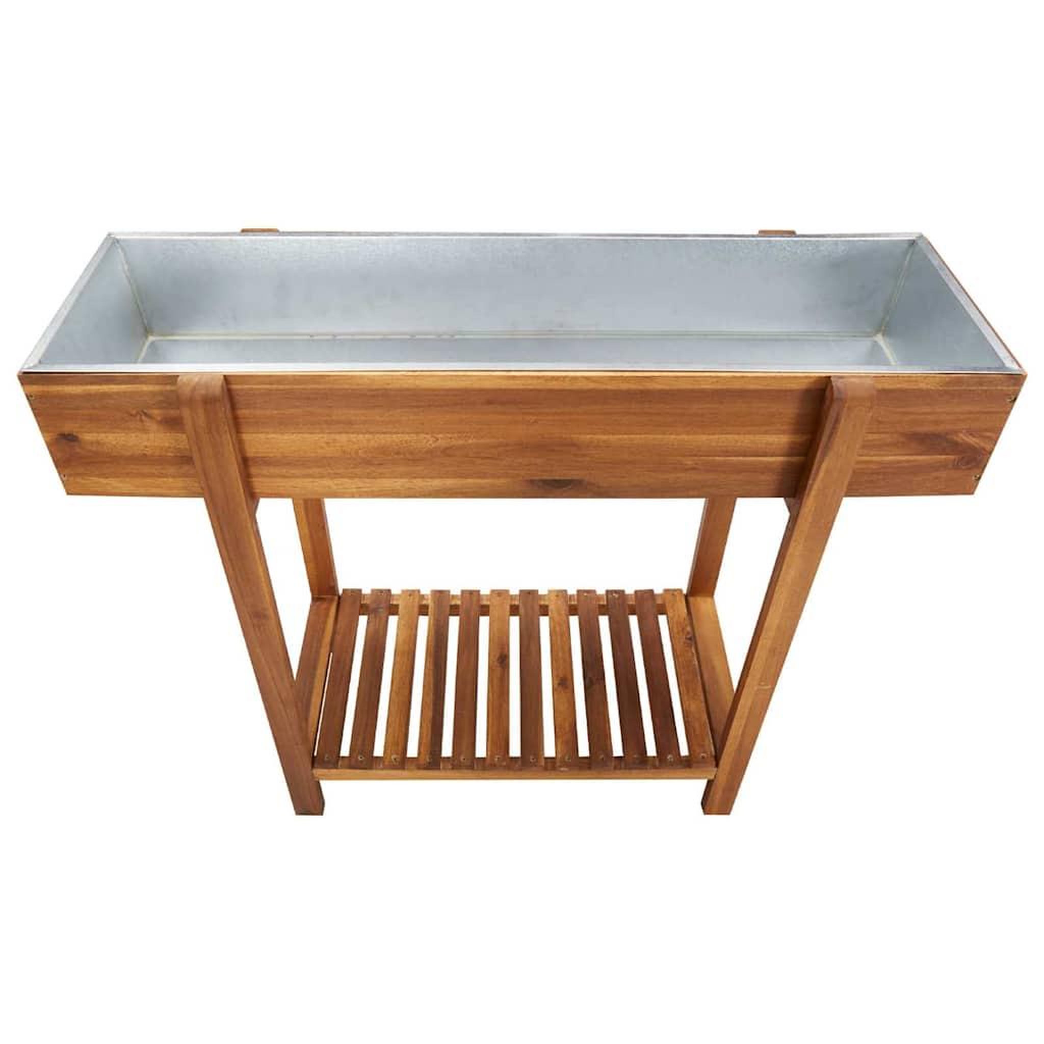 Voir la diapositive 3 : VIDAXL Lit sureleve de jardin bois massif d'acacia et zinc
