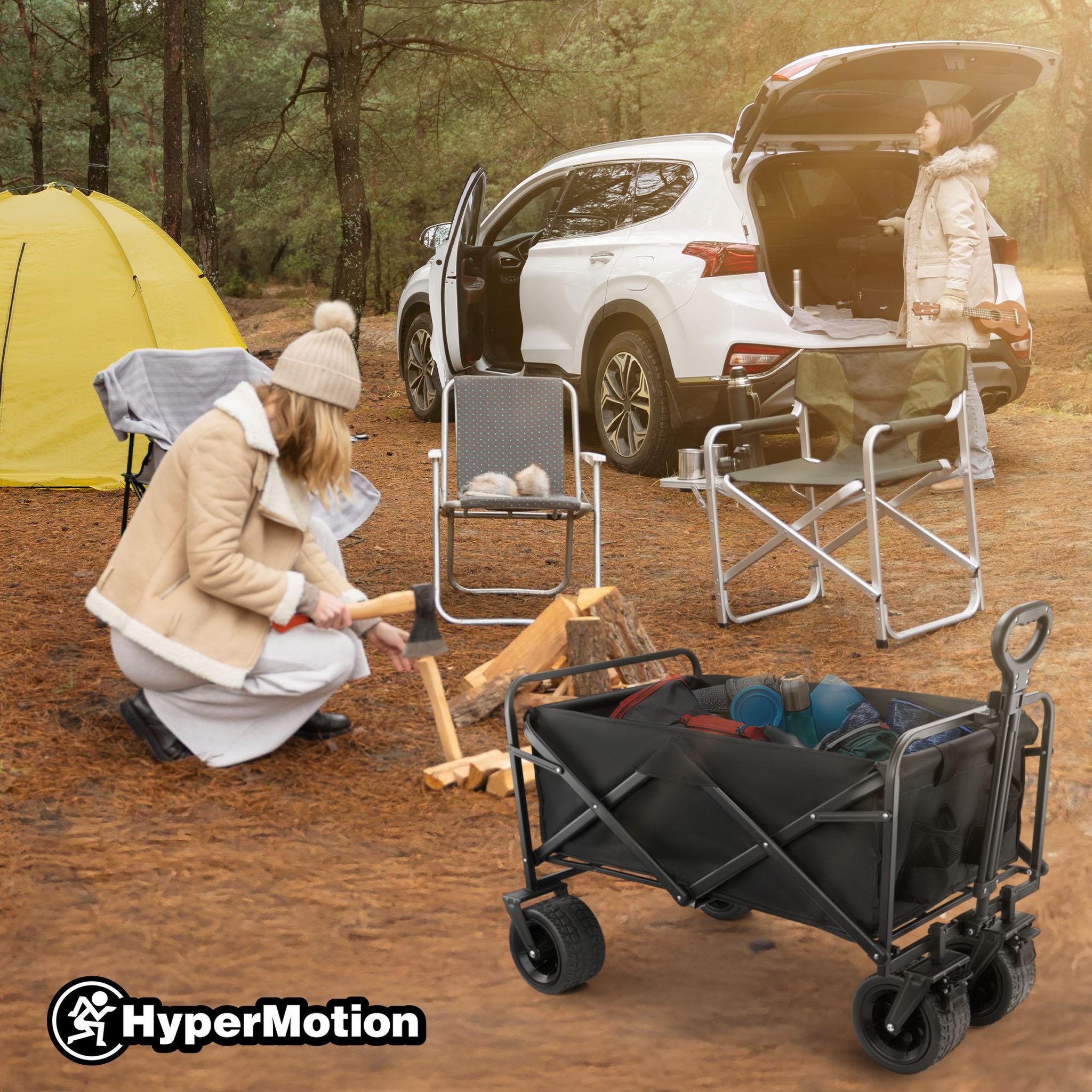 Voir la diapositive 2 : HYPERMOTION Chariot de Transport Pliable 100L, Trolley 120kg, Freins avant, Roues tout-terrain 7 , Pliage rapid