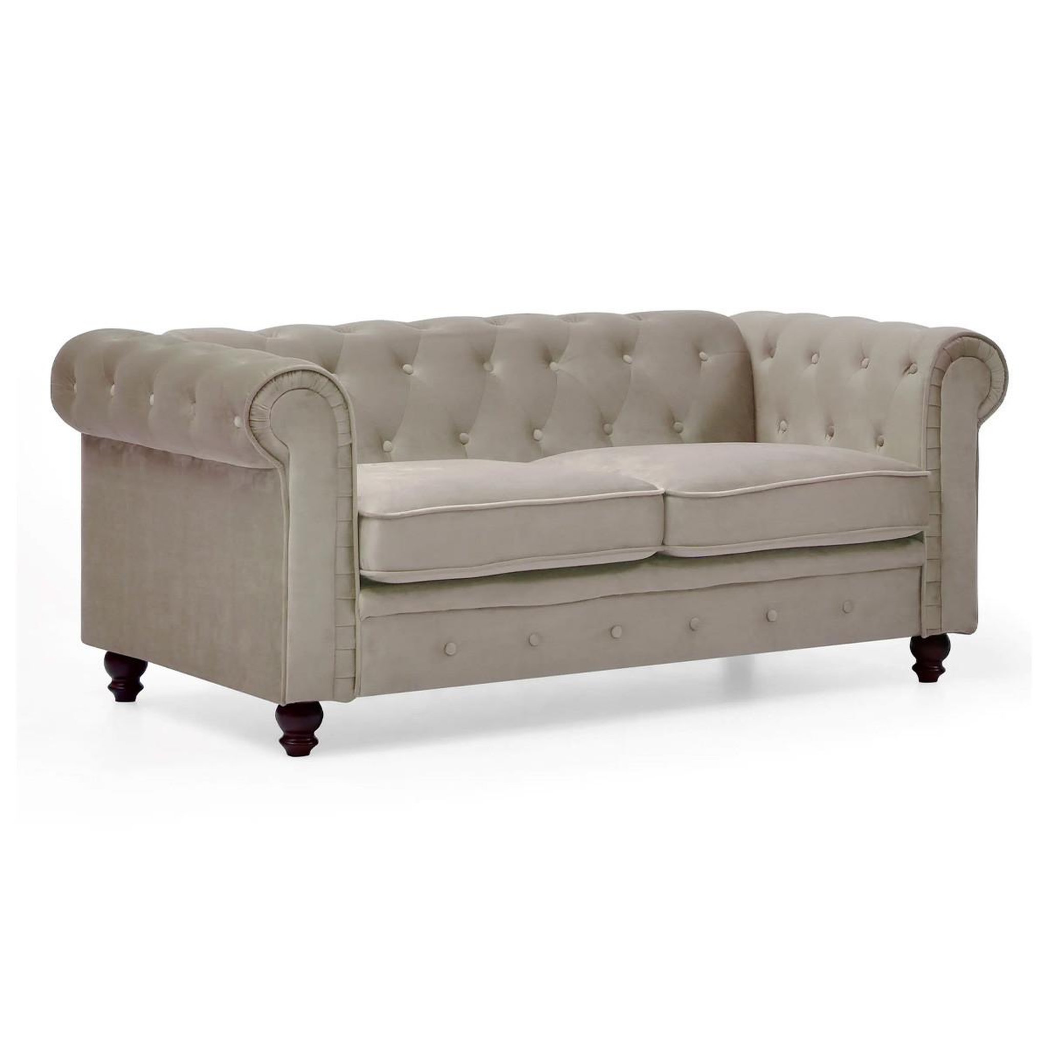 Voir la diapositive 2 : Paris Prix Canapé 2 places velours  chesterfield  157cm taupe