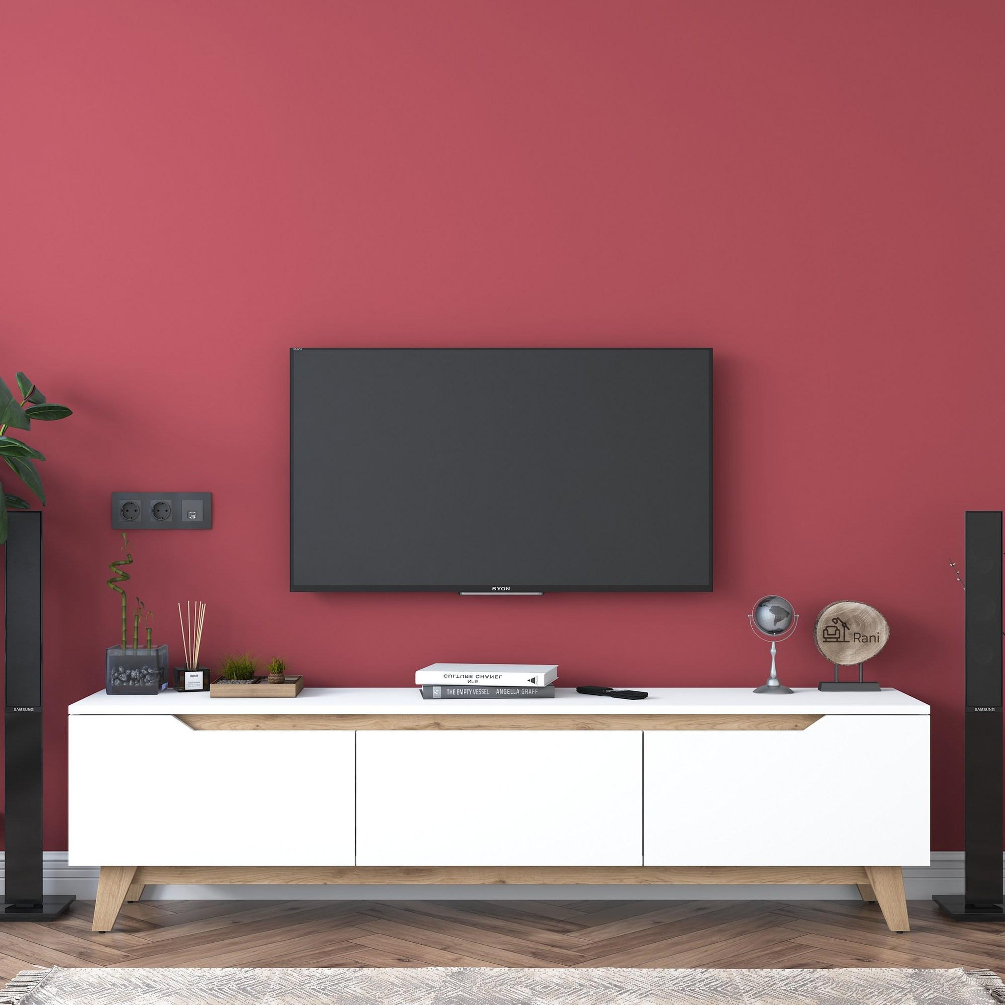 Voir la diapositive 3 : Habitat et Jardin Meuble tv en bois  digi  - 180 x 35 x 48 cm - beige