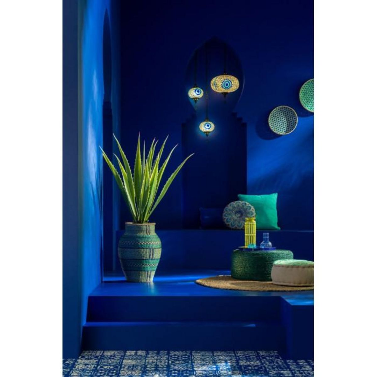 Paris Prix Lampe Suspension Mosaïque  Neal  18cm Bleu