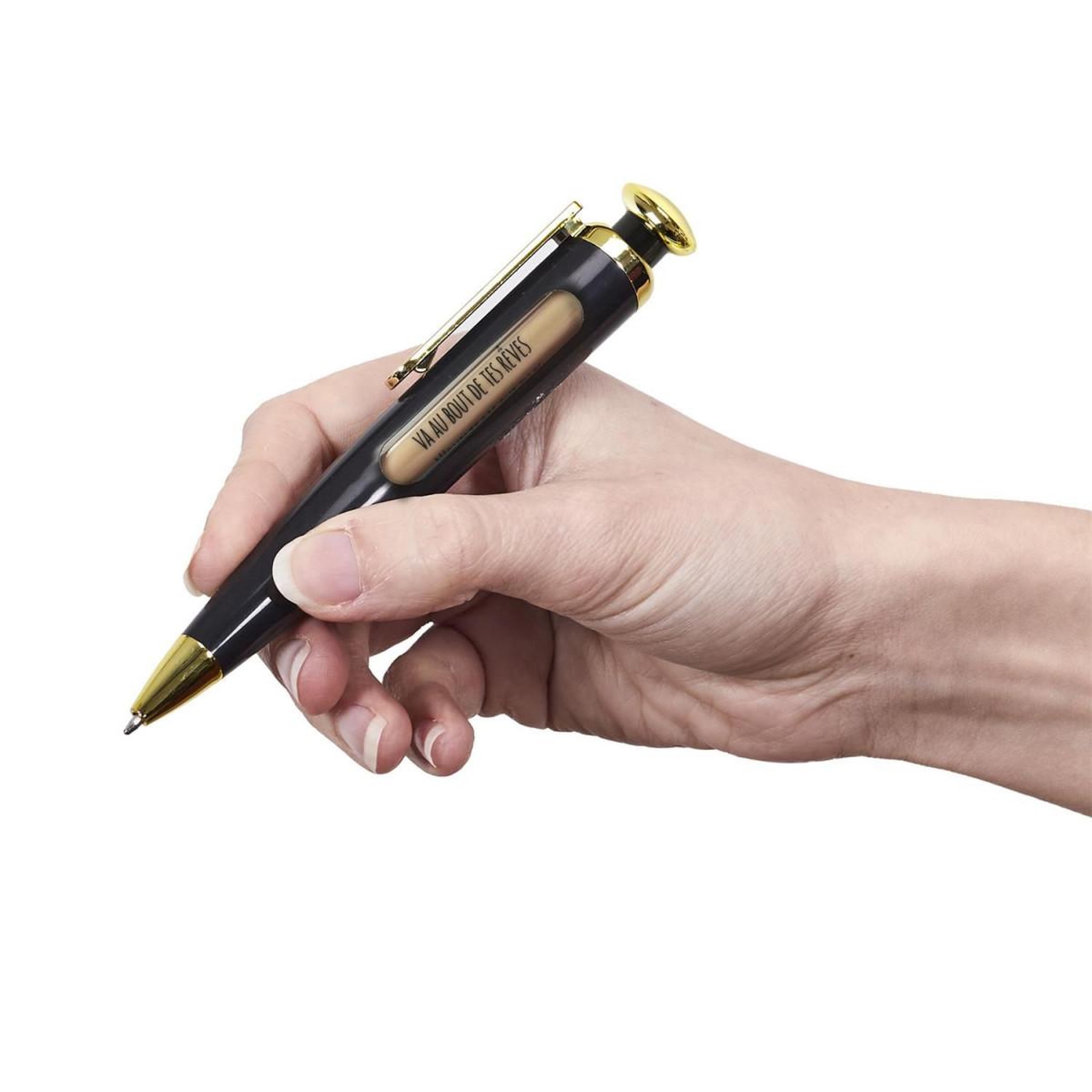 Voir la diapositive 2 : MISTER GADGET Stylo avec message  positif  15cm bleu