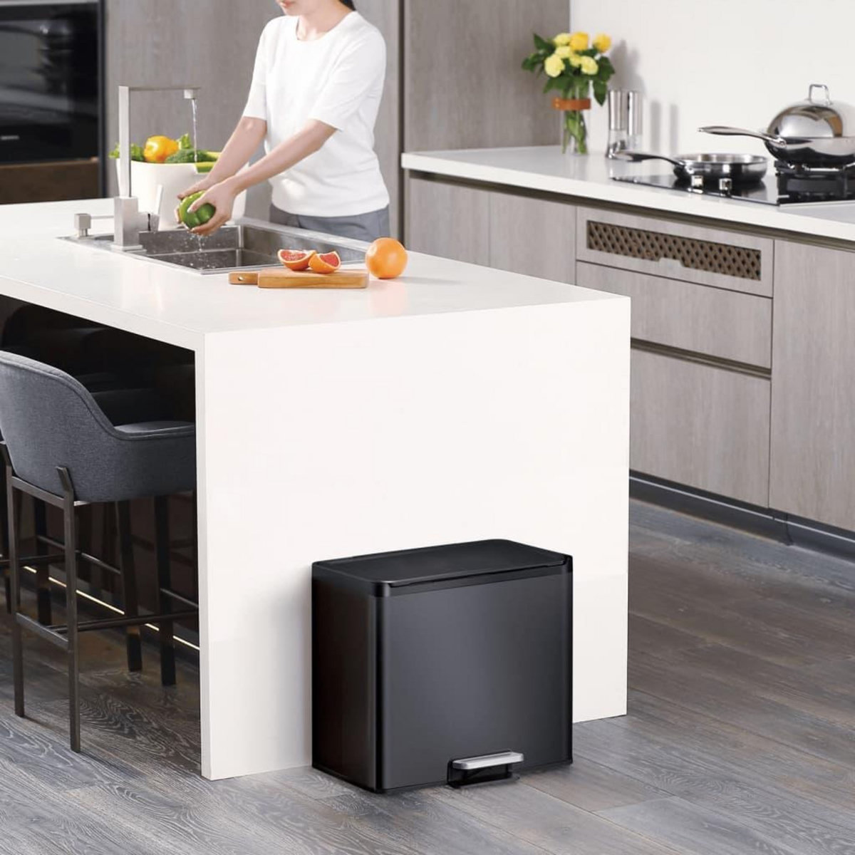 EKO EKO Poubelle a pedale Essential 2x15 L Noir