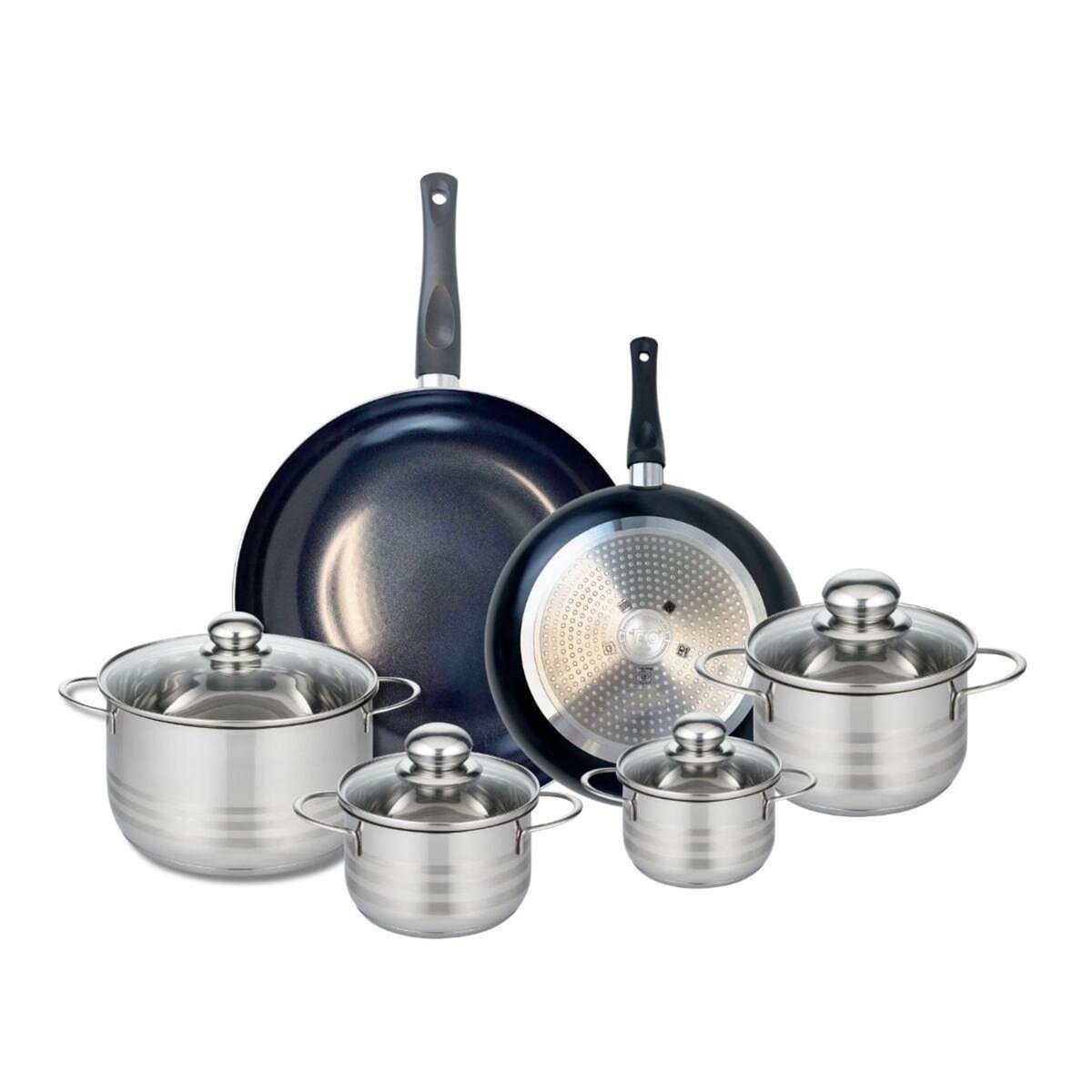 ELO Ensemble de 2 Poêles de cuisson 24 et 32 cm et 4 faitouts 12, 14, 16 et 20 cm Elo Prima Brillant