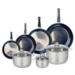 ELO Ensemble de 4 Poêles de cuisson 20, 24, 28 et 32 cm et 3 faitouts 14, 20 et 24 cm Elo Prima Brillant