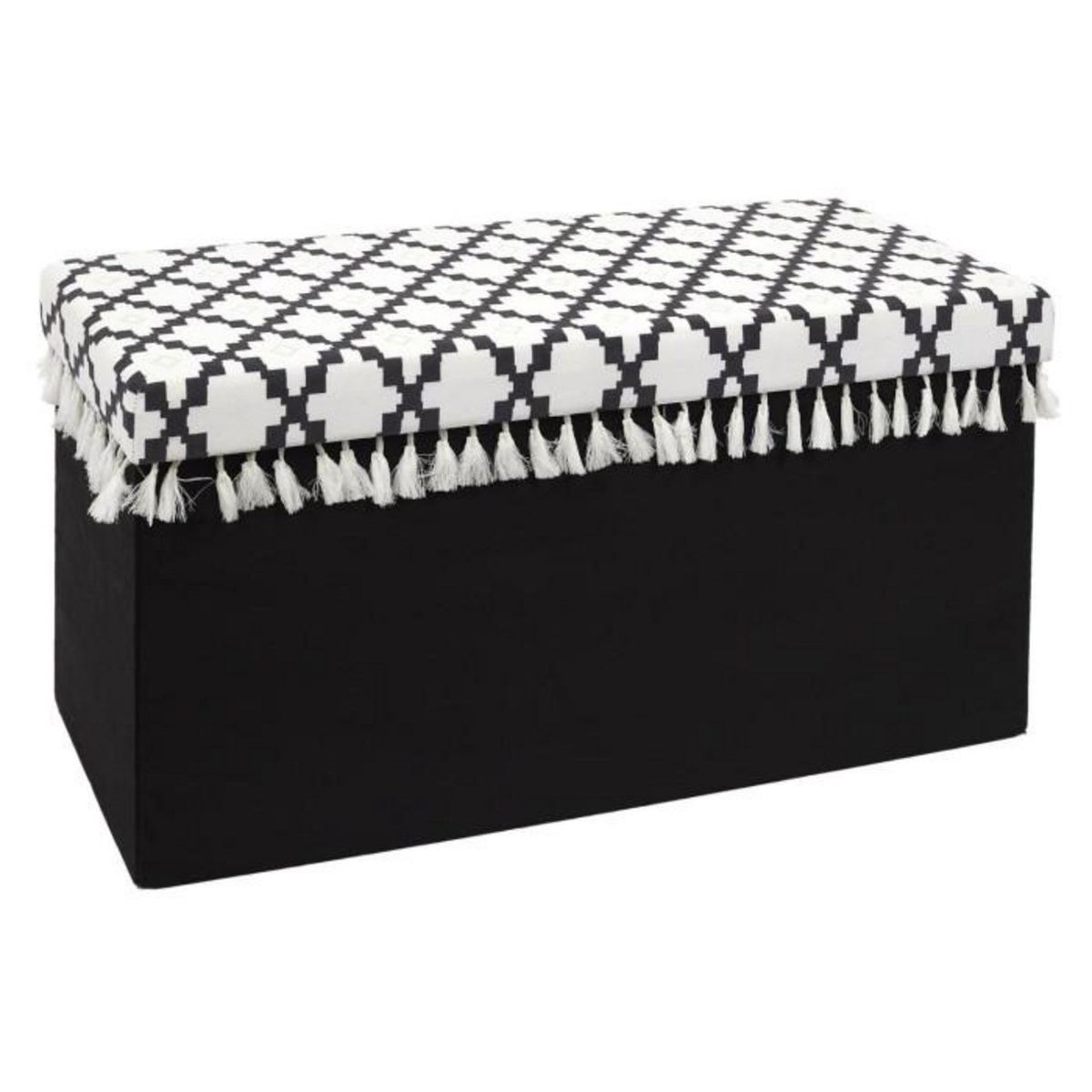 Paris Prix Banc Pliable & Coffre  Mirage  76cm Noir & Blanc