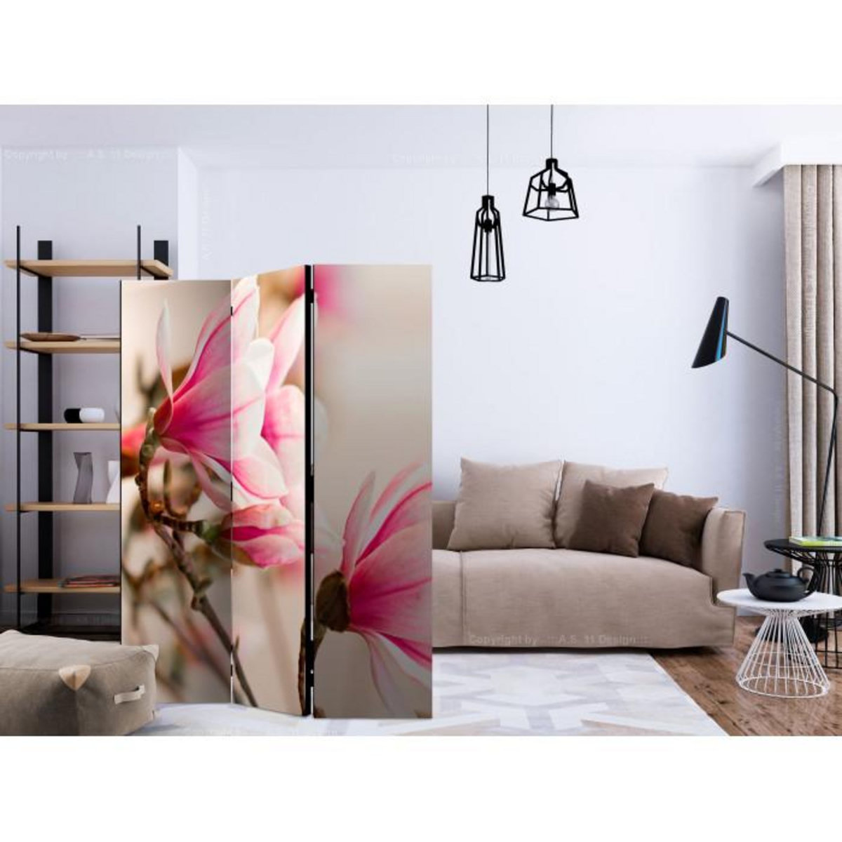 Paris Prix Paravent 3 Volets  Branch of Magnolia Tree  135x172cm