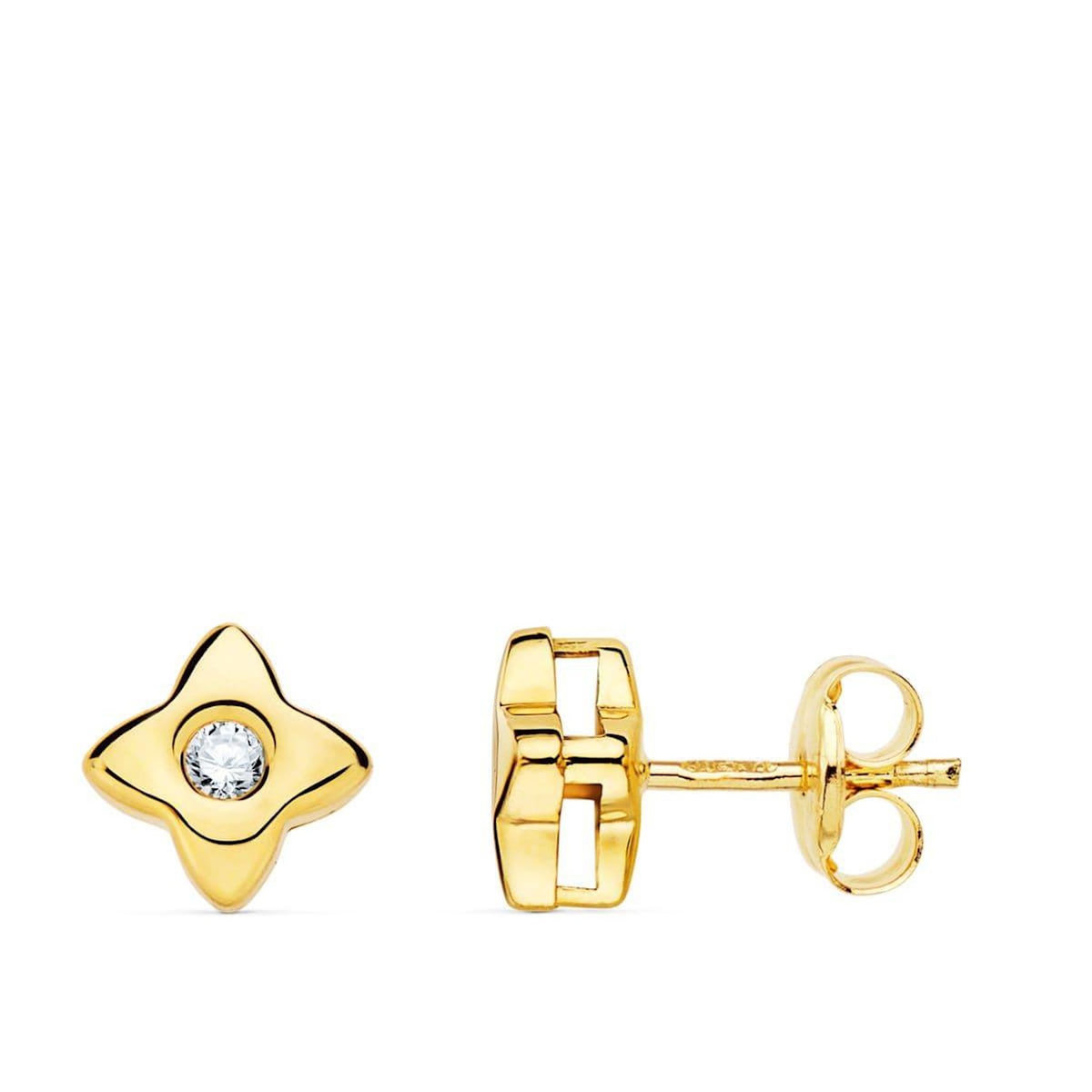 L'ATELIER D'AZUR Boucles d'Oreilles Etoiles Solitaires Diamants de Synthèse 0.10 Carats - Or 18 Carats 750 Jaune