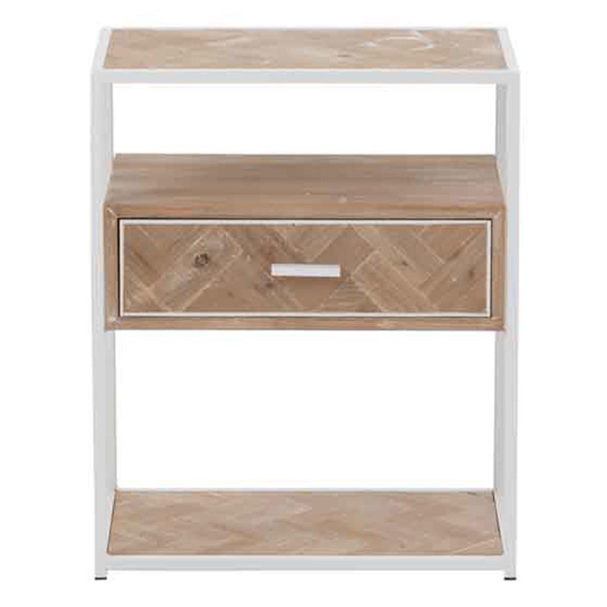 Voir la diapositive 2 : J-LINE Table d'Appoint 1 Tiroir  Miraza  61cm Naturel & Blanc