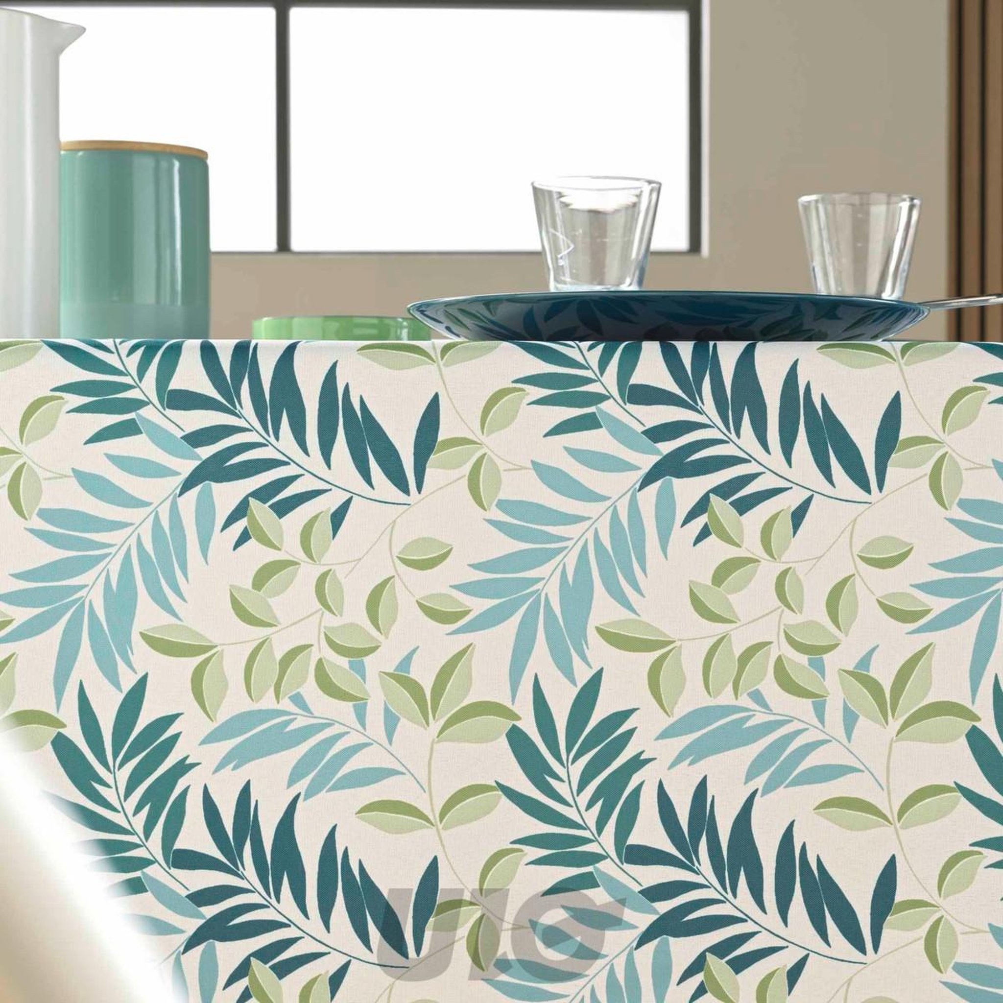 Voir la diapositive 3 : Douceur d'Intérieur Nappe antitache imprimé  nedelia  145x240cm sauge
