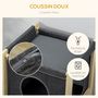 Voir la diapositive 5 : PAWHUT Maison grattoir pour chat - niche chat panier chat - 2 coussins housses amovibles, 2 niv. - bois de pin polyester gris