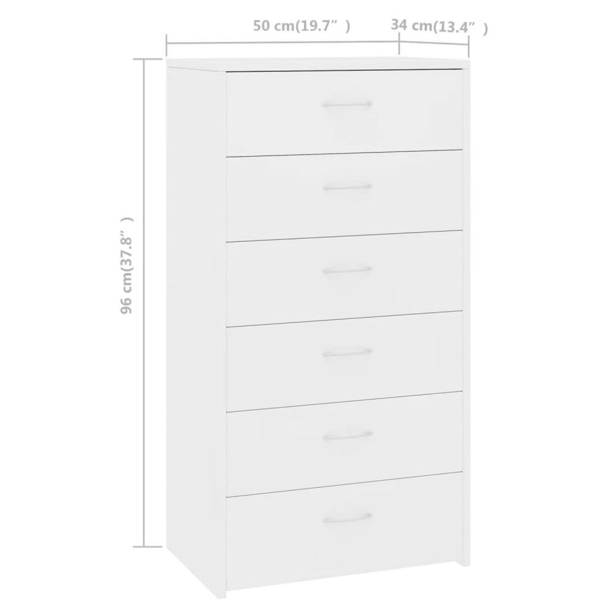 VIDAXL Buffet avec 6 tiroirs Blanc 50x34x96 cm Bois d'ingenierie
