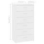 Voir la diapositive 6 : VIDAXL Buffet avec 6 tiroirs Blanc 50x34x96 cm Bois d'ingenierie