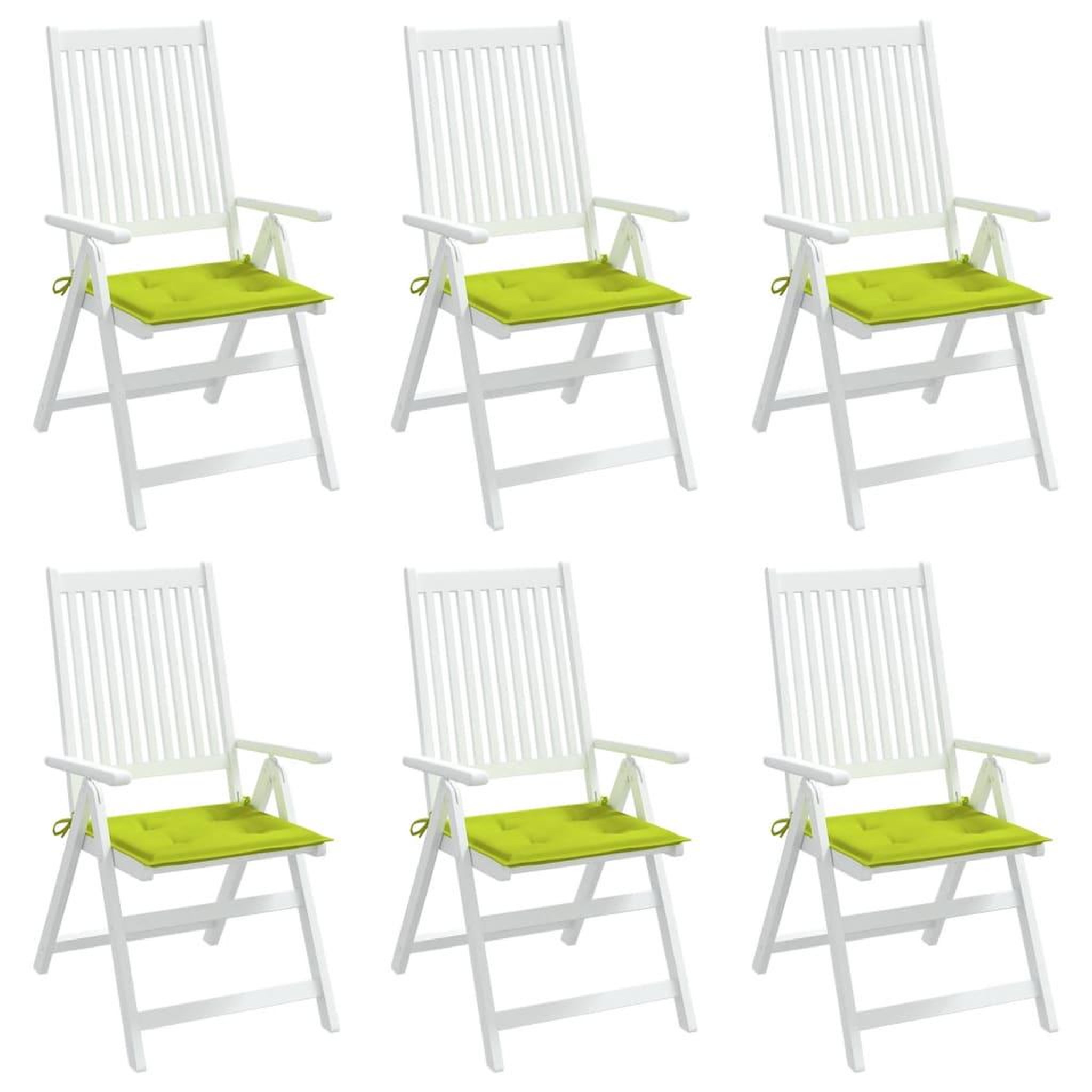 Voir la diapositive 4 : VIDAXL Coussins de chaise de jardin lot de 6 vert vif 50x50x3 cm