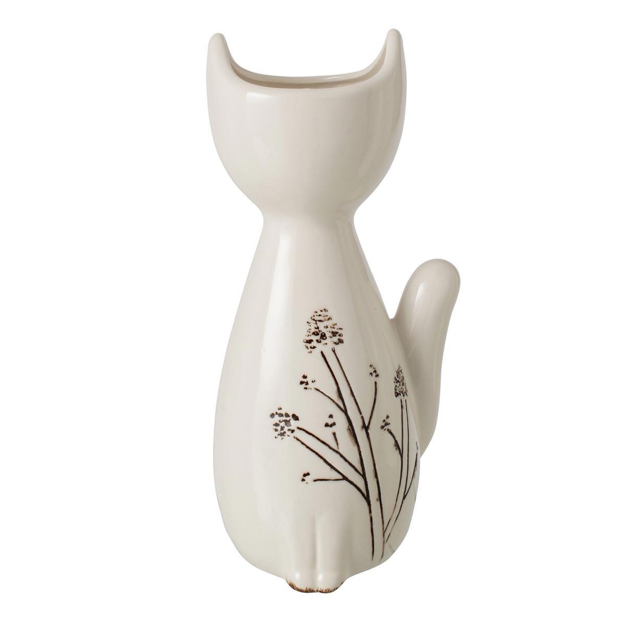 J-LINE Vase Chat en Porcelaine  Tuva  27cm Blanc