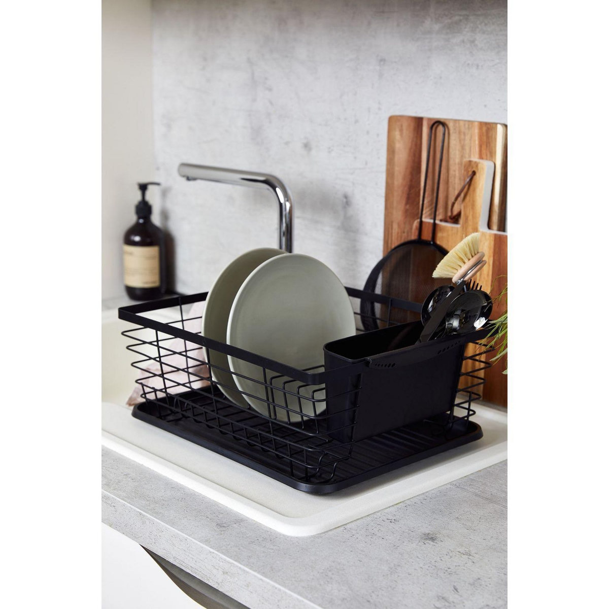 Wenko Egouttoir à vaisselle avec bac design métal Drip - Noir