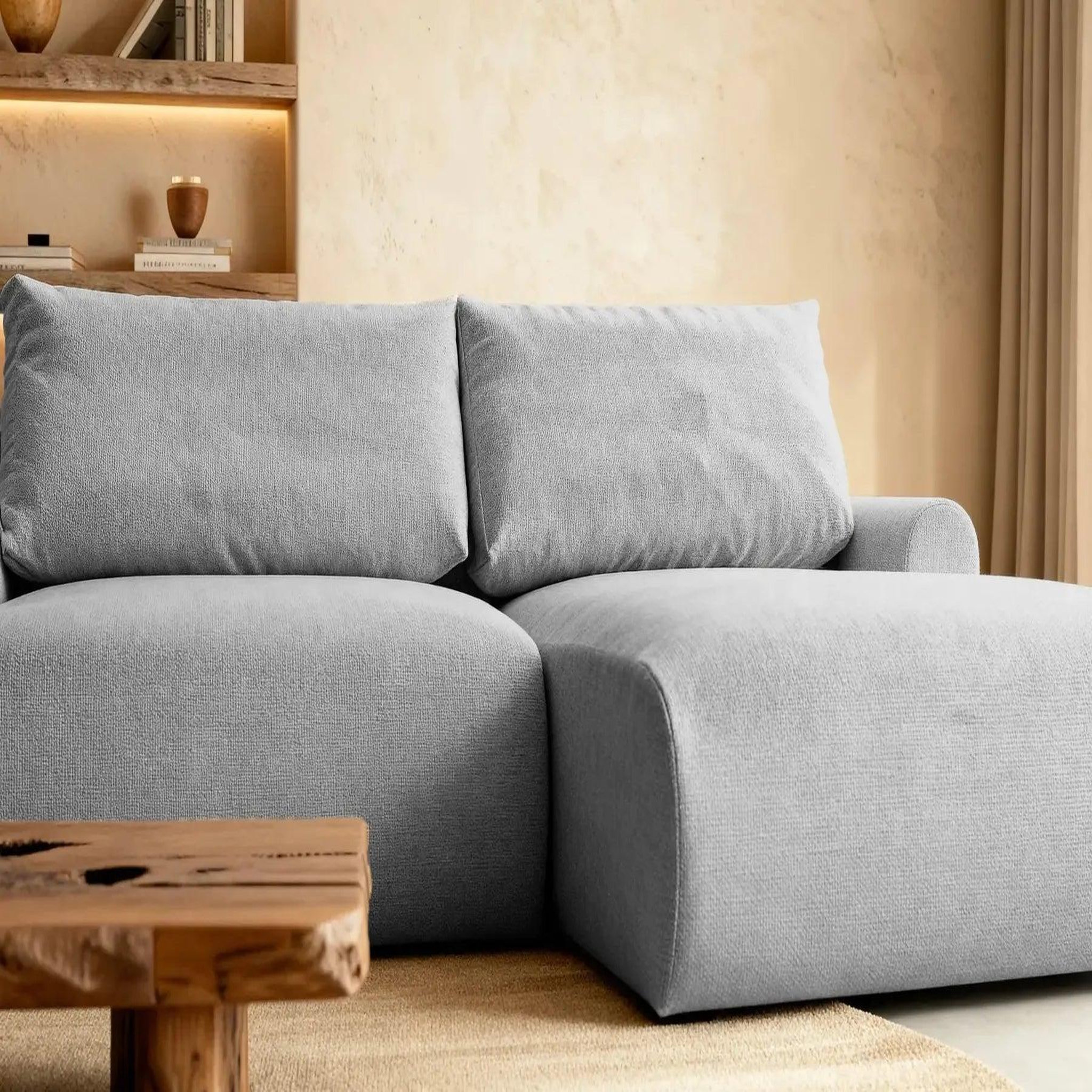 Voir la diapositive 4 : CASANOVA PARIS Raphaelle - canapé d'angle convertible tissu lisse 4 places droit
