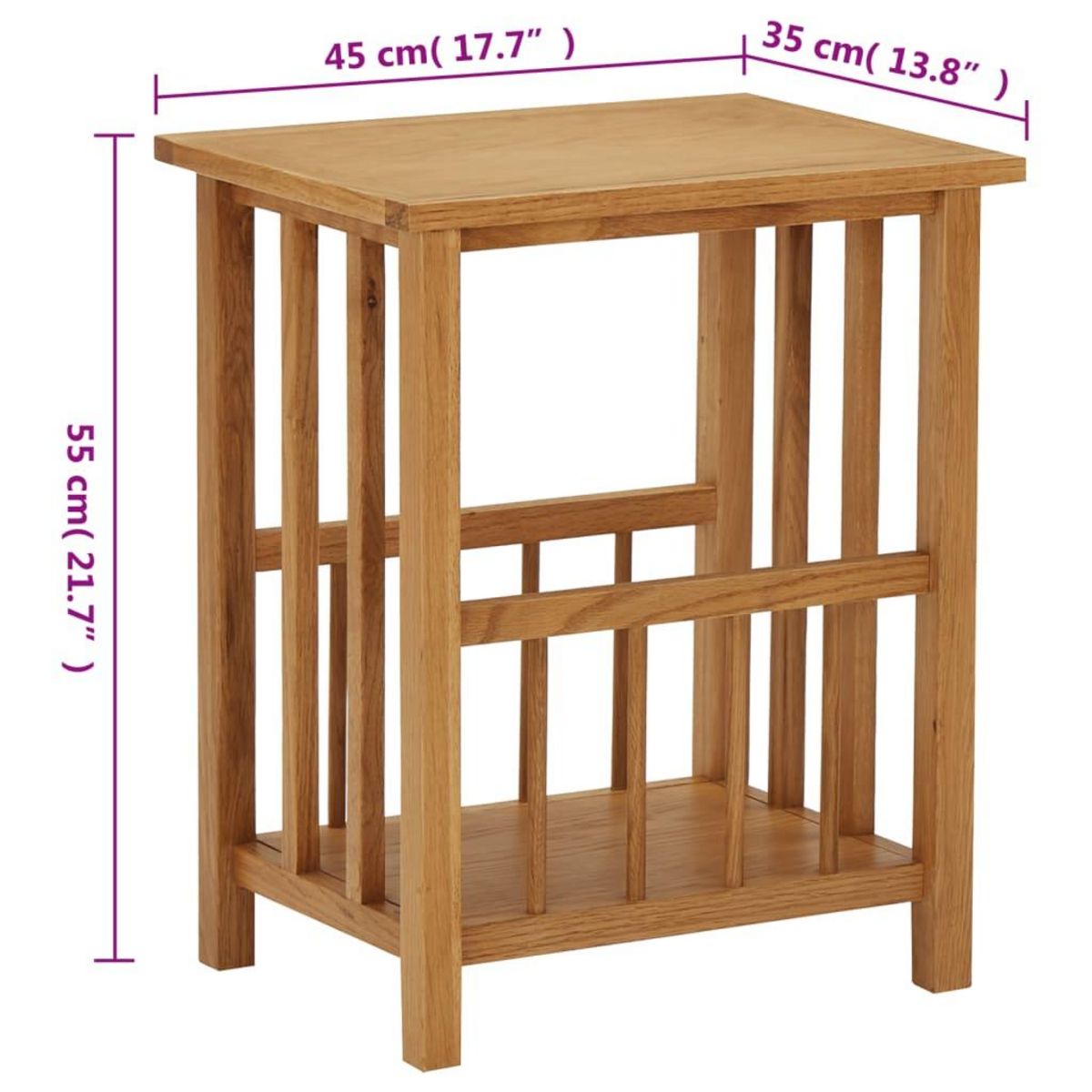 VIDAXL Table a revues 45x35x55 cm Bois de chene solide