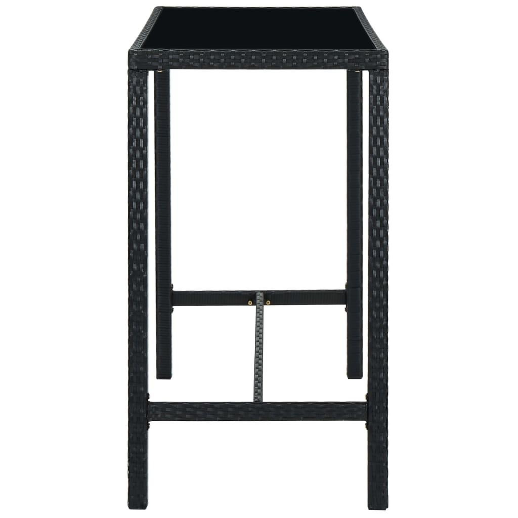 Voir la diapositive 3 : VIDAXL Table bar de jardin Noir 130x60x110 cm Resine tressee et verre