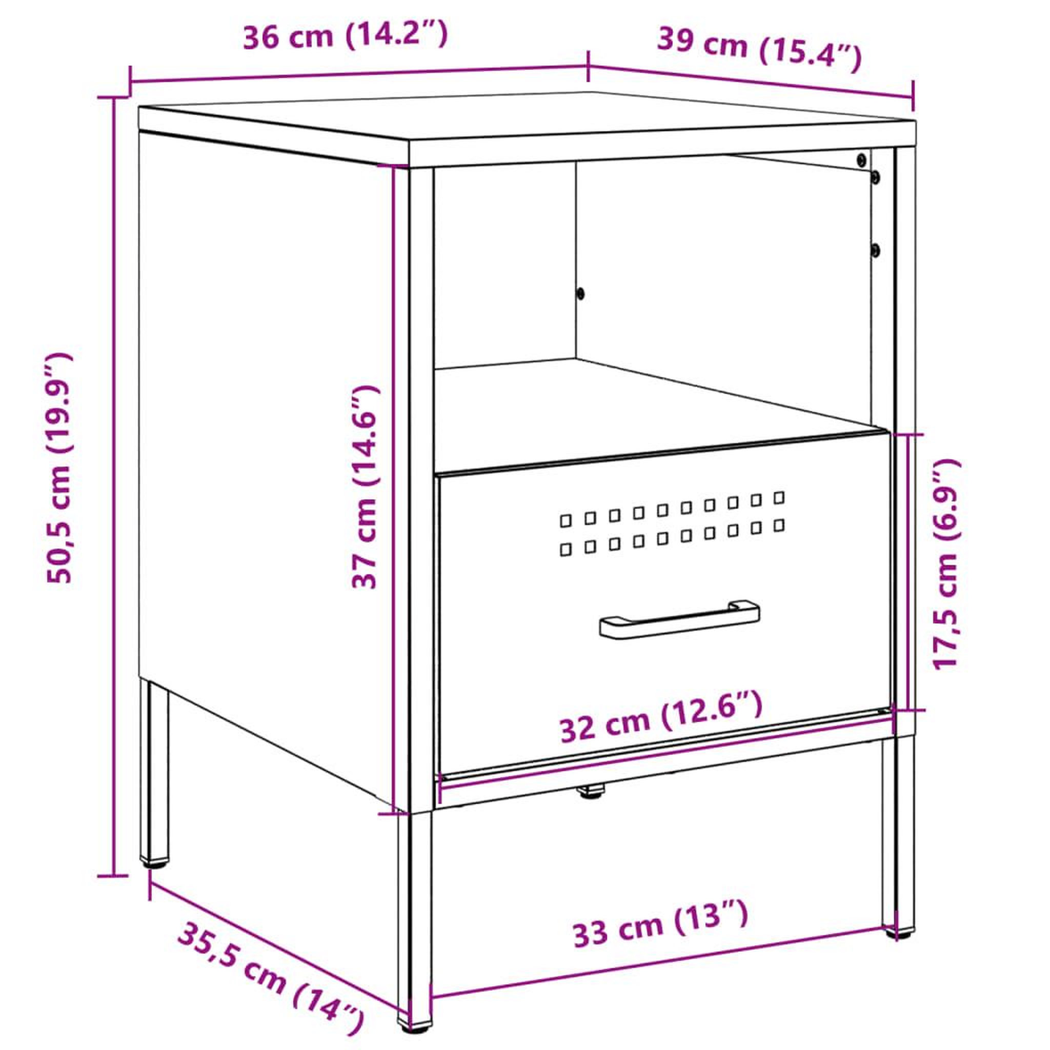 Voir la diapositive 6 : VIDAXL Tables de chevet 2 pcs vert olive 36x39x50,5 cm acier