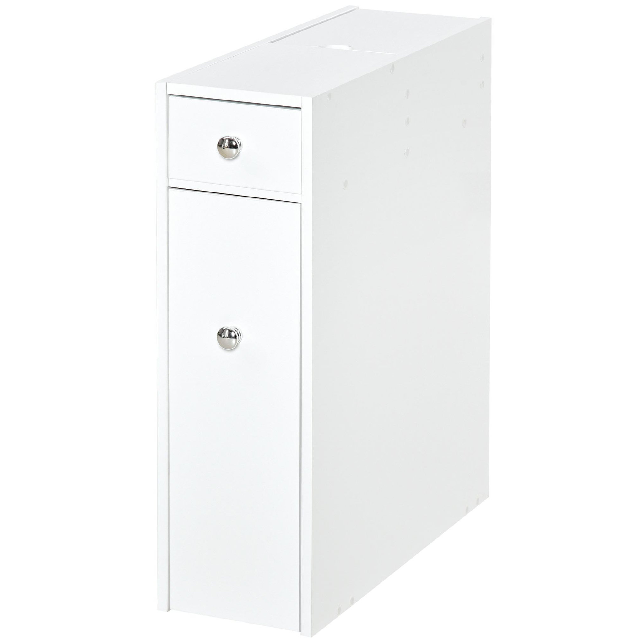 HOMCOM Support papier toilette - porte-papier toilette - armoire pour papier toilette - 2 tiroirs, coffre - mdf blanc