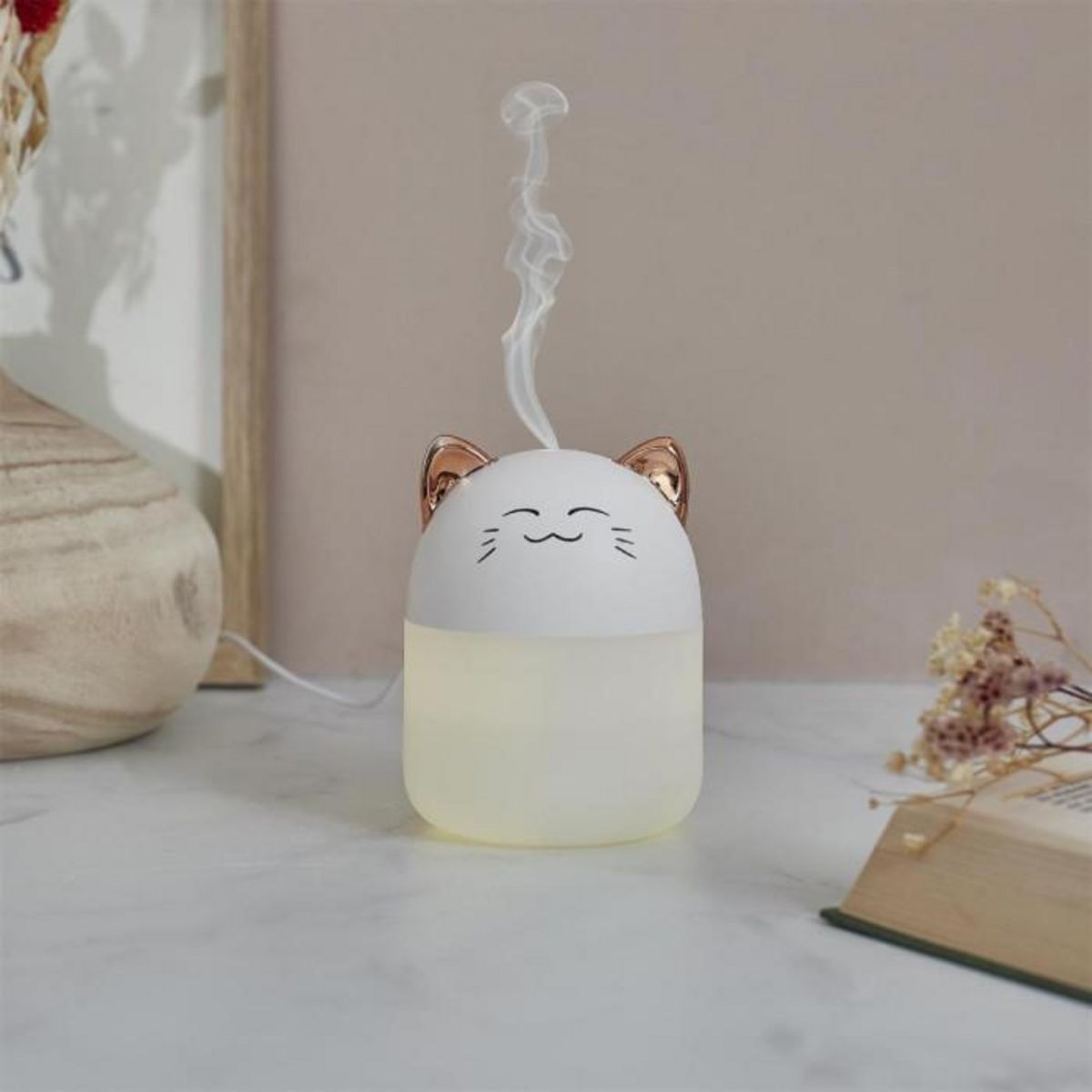 Paris Prix Diffuseur de Parfum LED  Chat  200ml Blanc